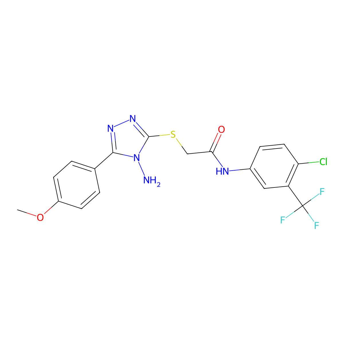 2-[4-amino-5-(4-methoxyphenyl)(1,2,4-triazol-3-ylthio)]-N-[4-chloro-3-(trifluo romethyl)phenyl]acetamide molecular structure, CAS 586992-46-3
