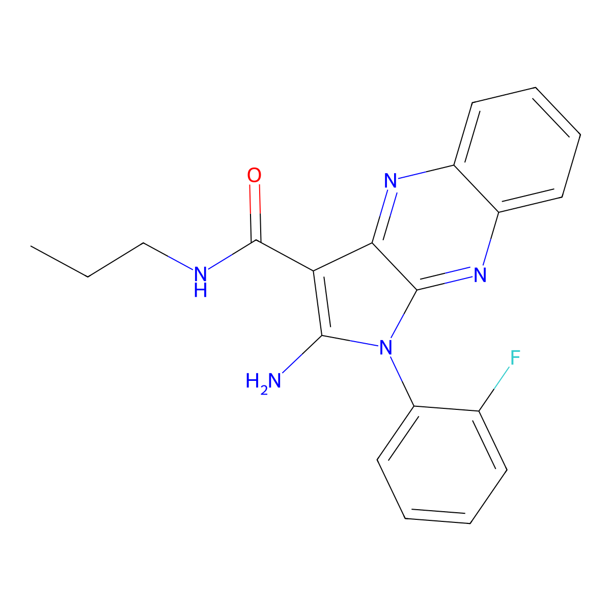 2-amino-1-(2-fluorophenyl)-N-propyl-1H-pyrrolo[2,3-b]quinoxaline-3-carboxamide molecular structure, CAS 586992-90-7