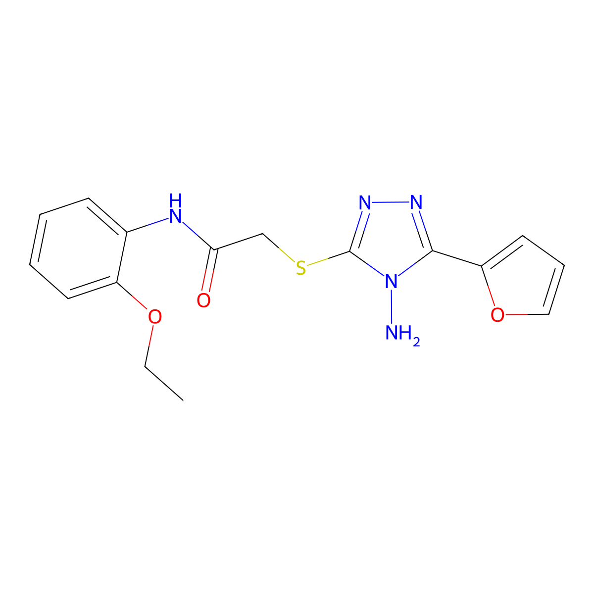 2-((4-amino-5-(furan-2-yl)-4H-1,2,4-triazol-3-yl)thio)-N-(2-ethoxyphenyl)acetamide molecular structure, CAS 586992-91-8