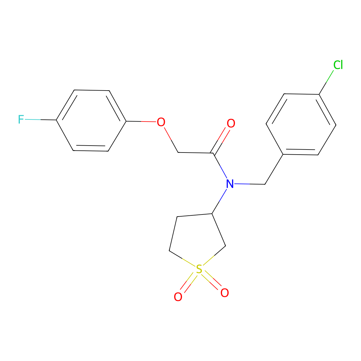 N-(4-chlorobenzyl)-N-(1,1-dioxidotetrahydrothiophen-3-yl)-2-(4-fluorophenoxy)acetamide molecular structure, CAS 586993-37-5