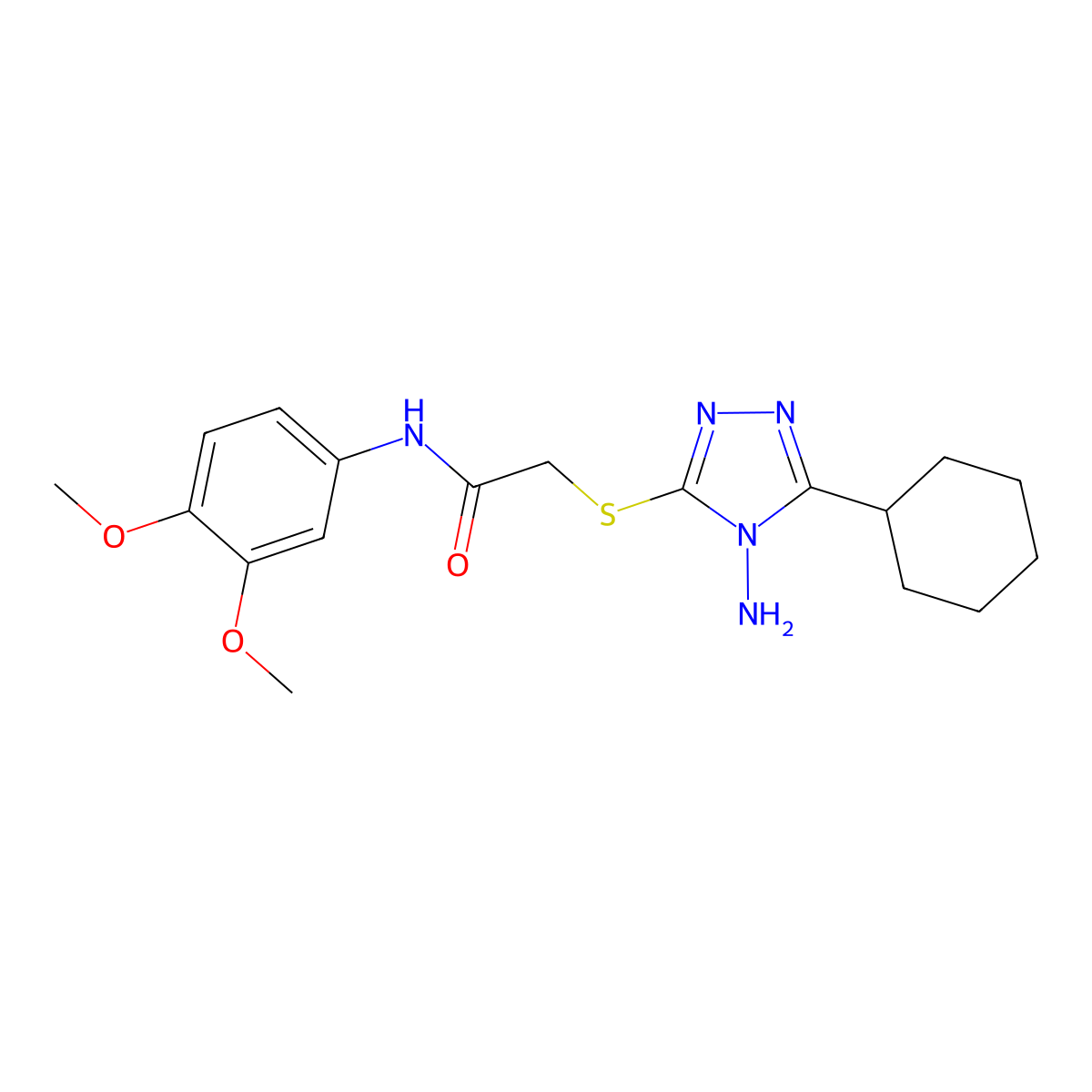 2-((4-amino-5-cyclohexyl-4H-1,2,4-triazol-3-yl)thio)-N-(3,4-dimethoxyphenyl)acetamide molecular structure, CAS 586993-54-6
