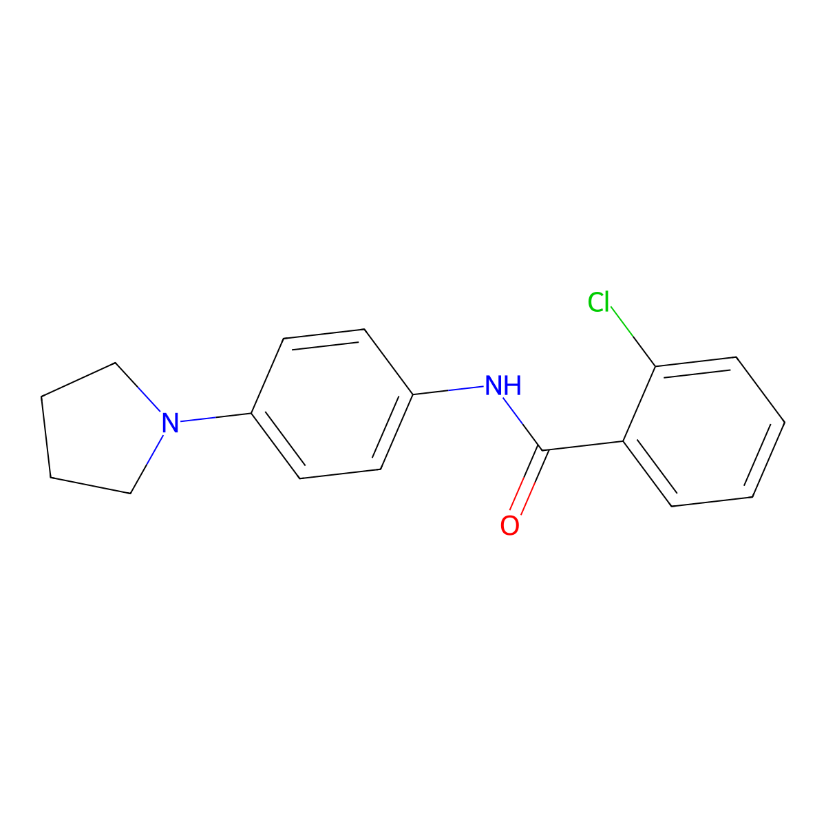 2-chloro-N-(4-pyrrolidin-1-ylphenyl)benzamide molecular structure, CAS 586993-56-8