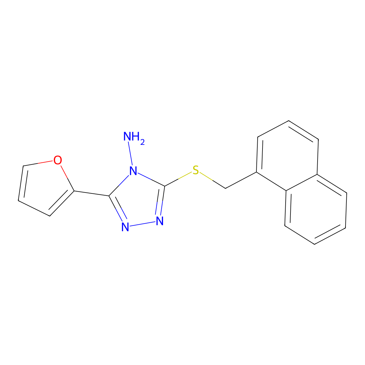 3-(2-Furyl)-5-(naphthylmethylthio)-1,2,4-triazole-4-ylamine molecular structure, CAS 586993-60-4