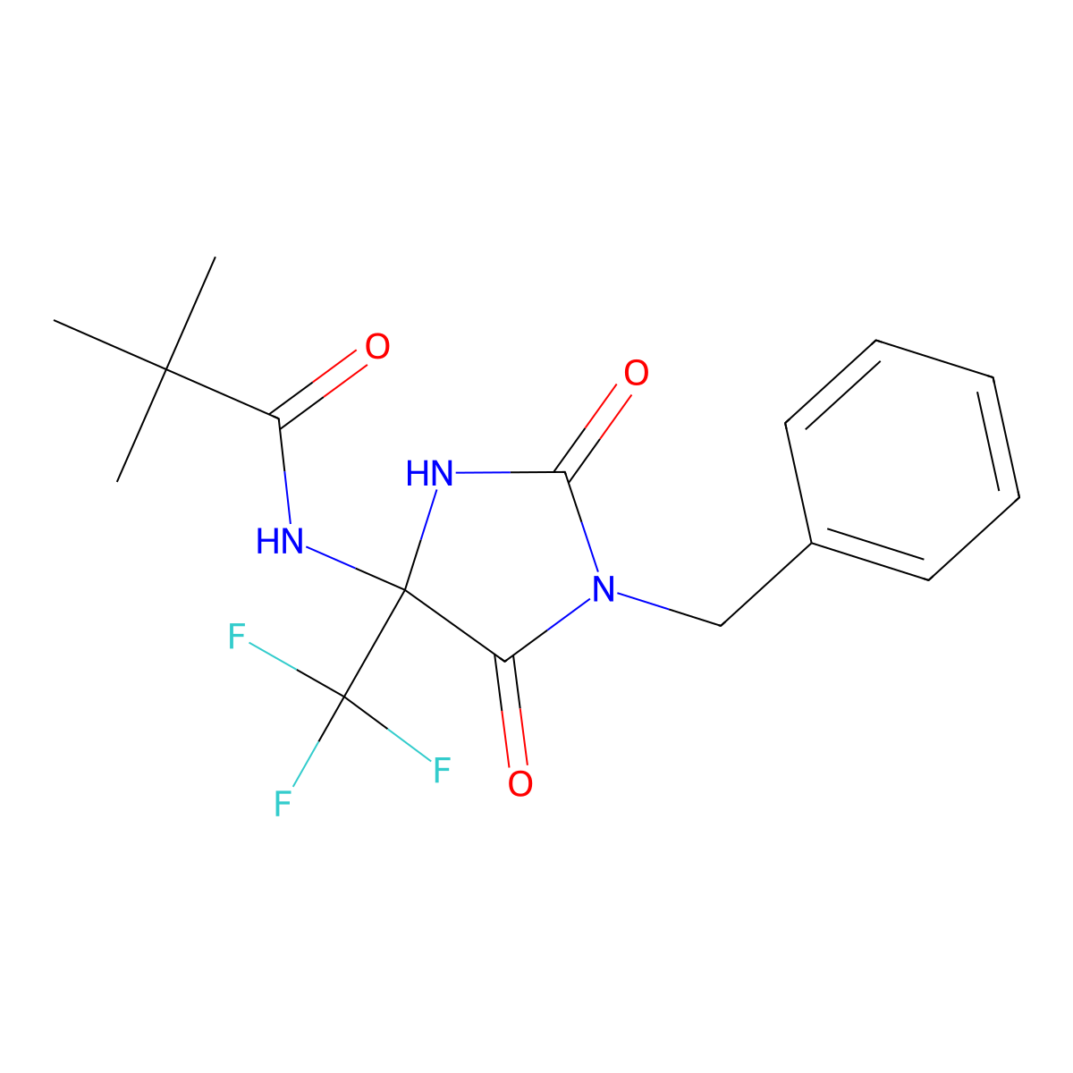 N-[1-benzyl-2,5-dioxo-4-(trifluoromethyl)imidazolidin-4-yl]-2,2-dimethylpropanamide molecular structure, CAS 586993-72-8