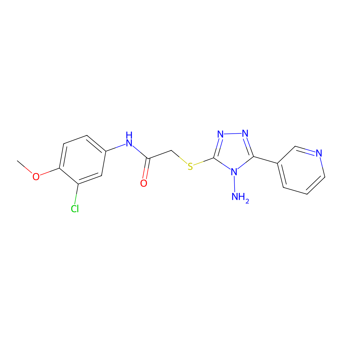 2-(4-amino-5-(3-pyridyl)(1,2,4-triazol-3-ylthio))-N-(3-chloro-4-methoxyphenyl) acetamide molecular structure, CAS 586993-74-0