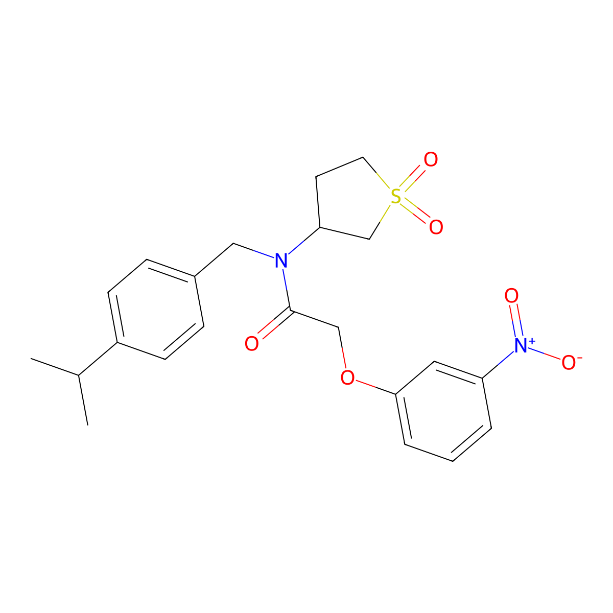 N-(1,1-dioxidotetrahydro-3-thienyl)-2-{3-nitrophenoxy}-N-(4-isopropylbenzyl)acetamide molecular structure, CAS 586993-89-7