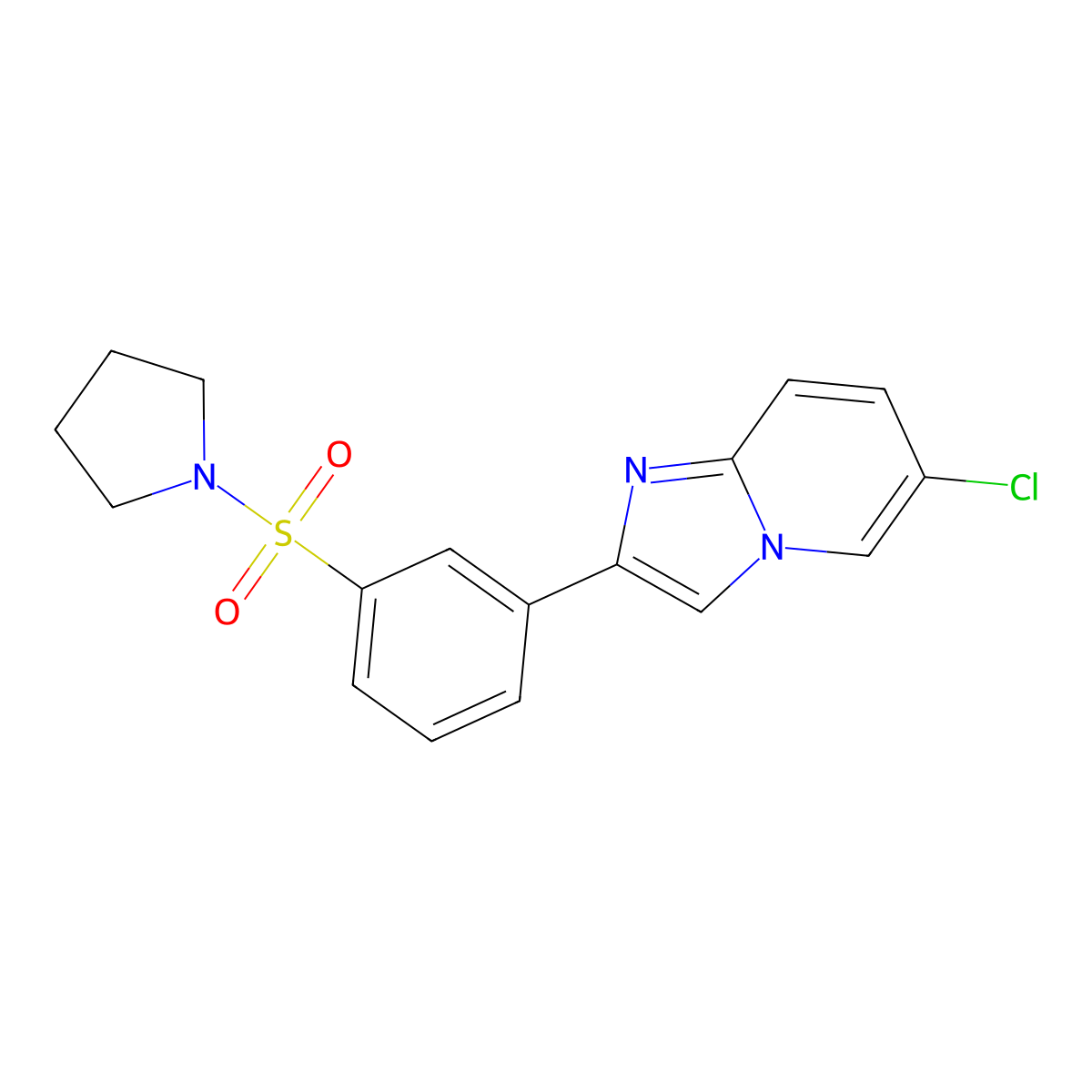 6-Chloro-2-[3-(pyrrolidin-1-ylsulfonyl)phenyl]imidazo[1,2-a]pyridine molecular structure, CAS 586994-23-2