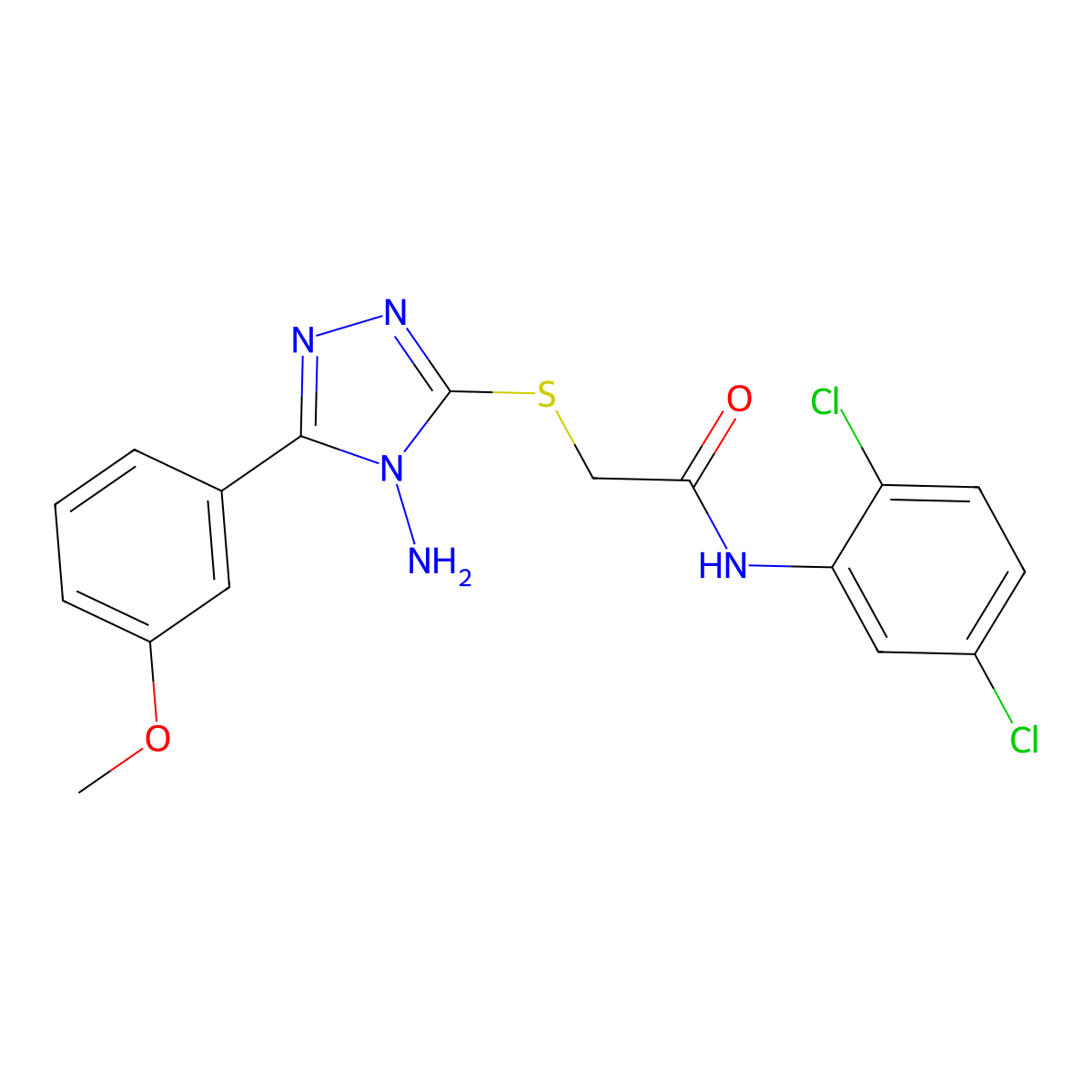 2-{[4-amino-5-(3-methoxyphenyl)-4H-1,2,4-triazol-3-yl]sulfanyl}-N-(2,5-dichlorophenyl)acetamide molecular structure, CAS 586994-36-7