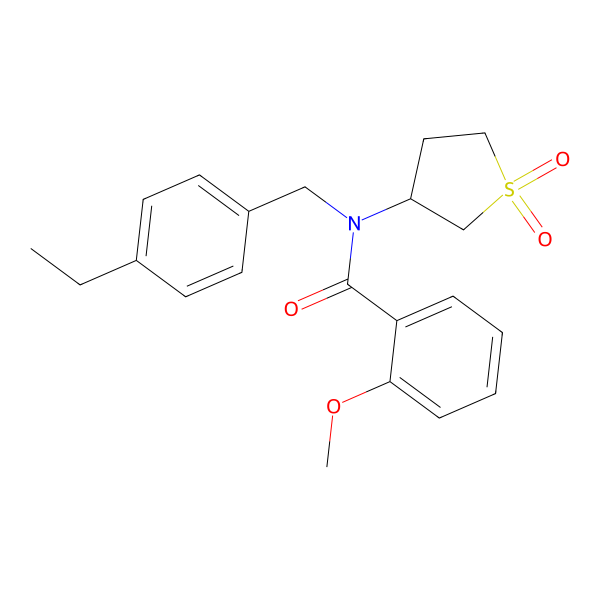 N-(1,1-dioxidotetrahydrothiophen-3-yl)-N-(4-ethylbenzyl)-2-methoxybenzamide molecular structure, CAS 586994-39-0