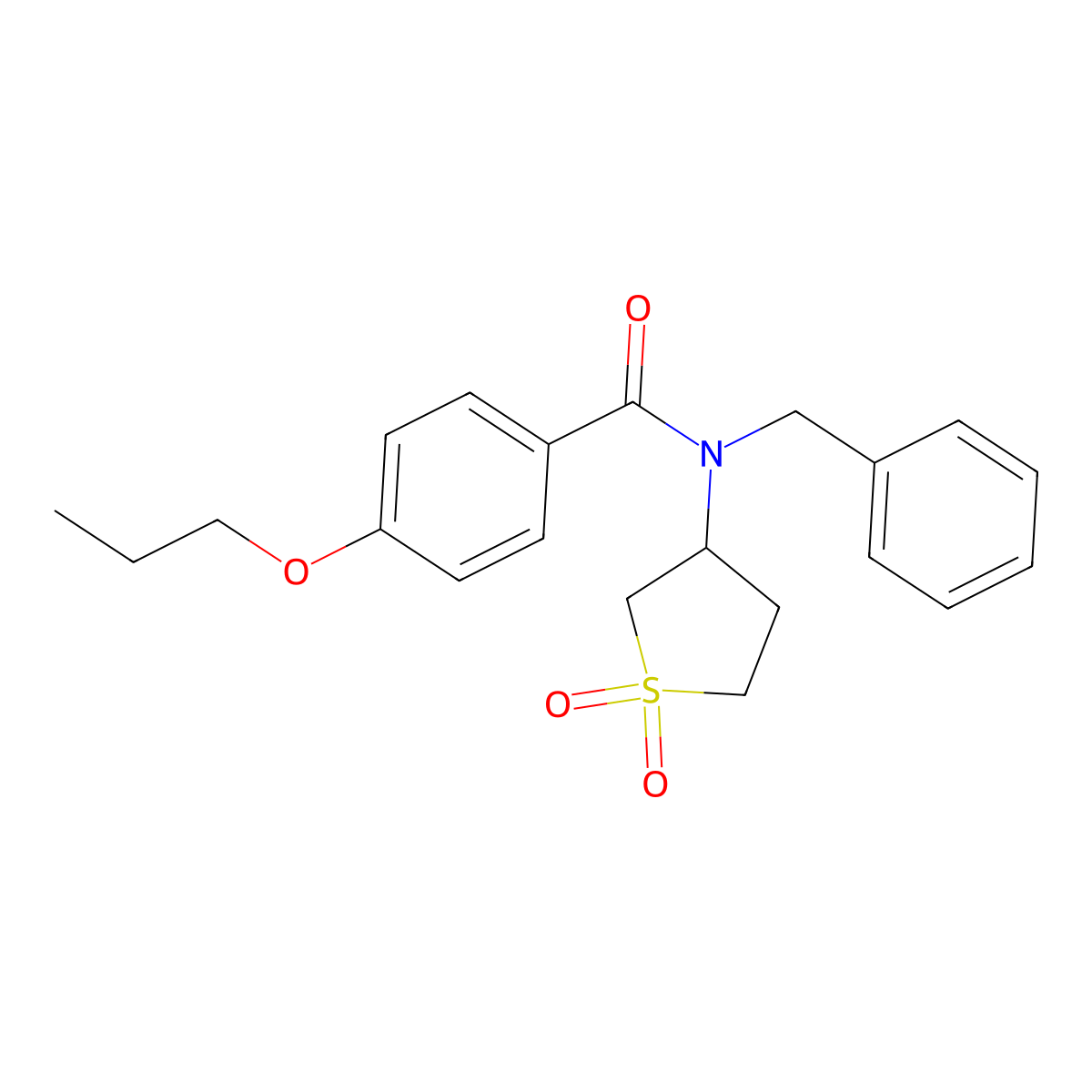 N-benzyl-N-(1,1-dioxidotetrahydrothiophen-3-yl)-4-propoxybenzamide molecular structure, CAS 586994-41-4