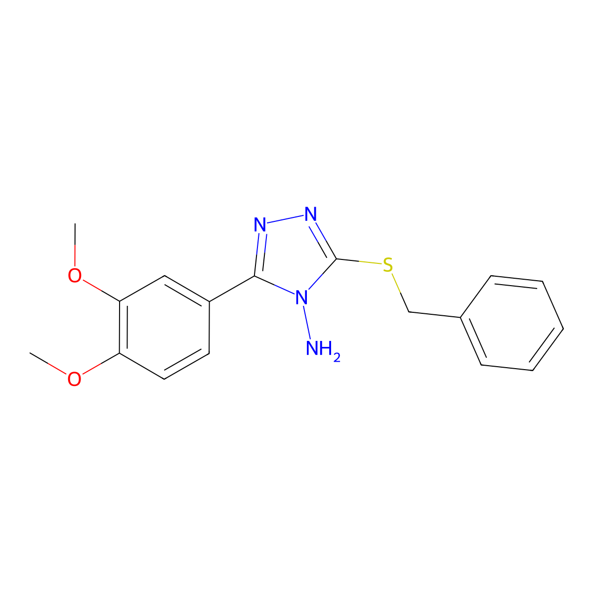 5-(3,4-Dimethoxyphenyl)-3-(phenylmethylthio)-1,2,4-triazole-4-ylamine molecular structure, CAS 586994-42-5