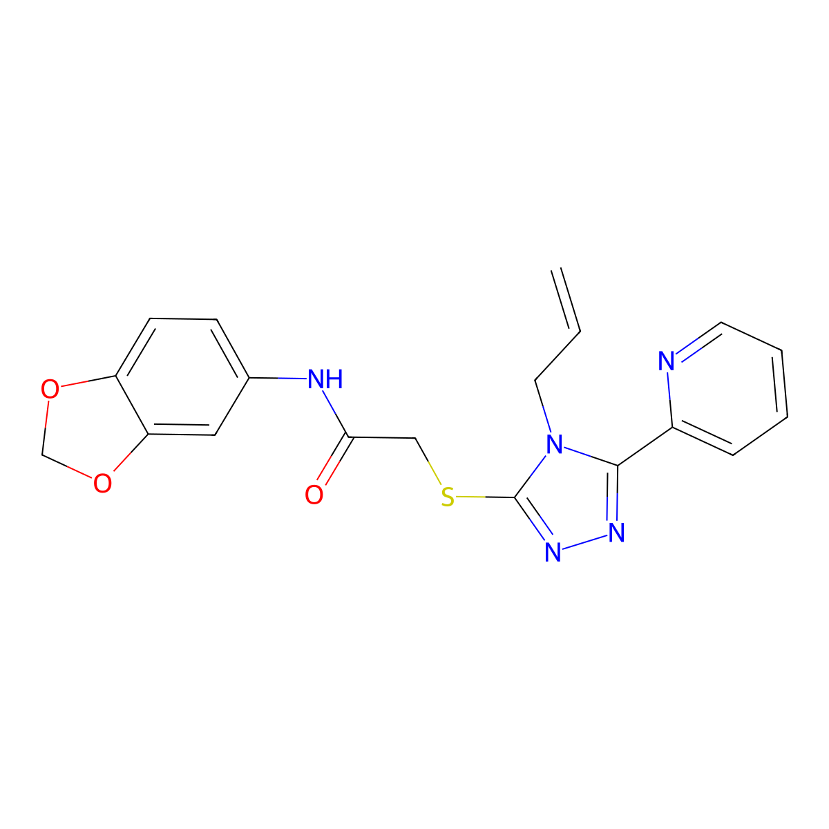 2-((4-Allyl-5-(2-pyridinyl)-4H-1,2,4-triazol-3-YL)sulfanyl)-N-(1,3-benzodioxol-5-YL)acetamide molecular structure, CAS 586994-47-0