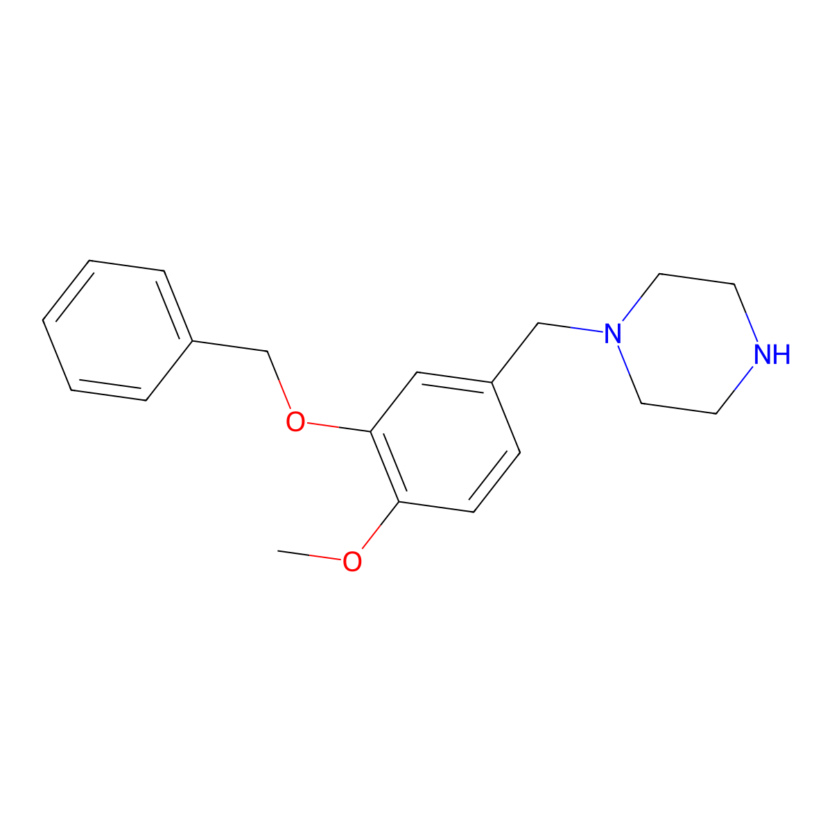 1-[3-(Benzyloxy)-4-methoxybenzyl]piperazine molecular structure, CAS 586994-72-1