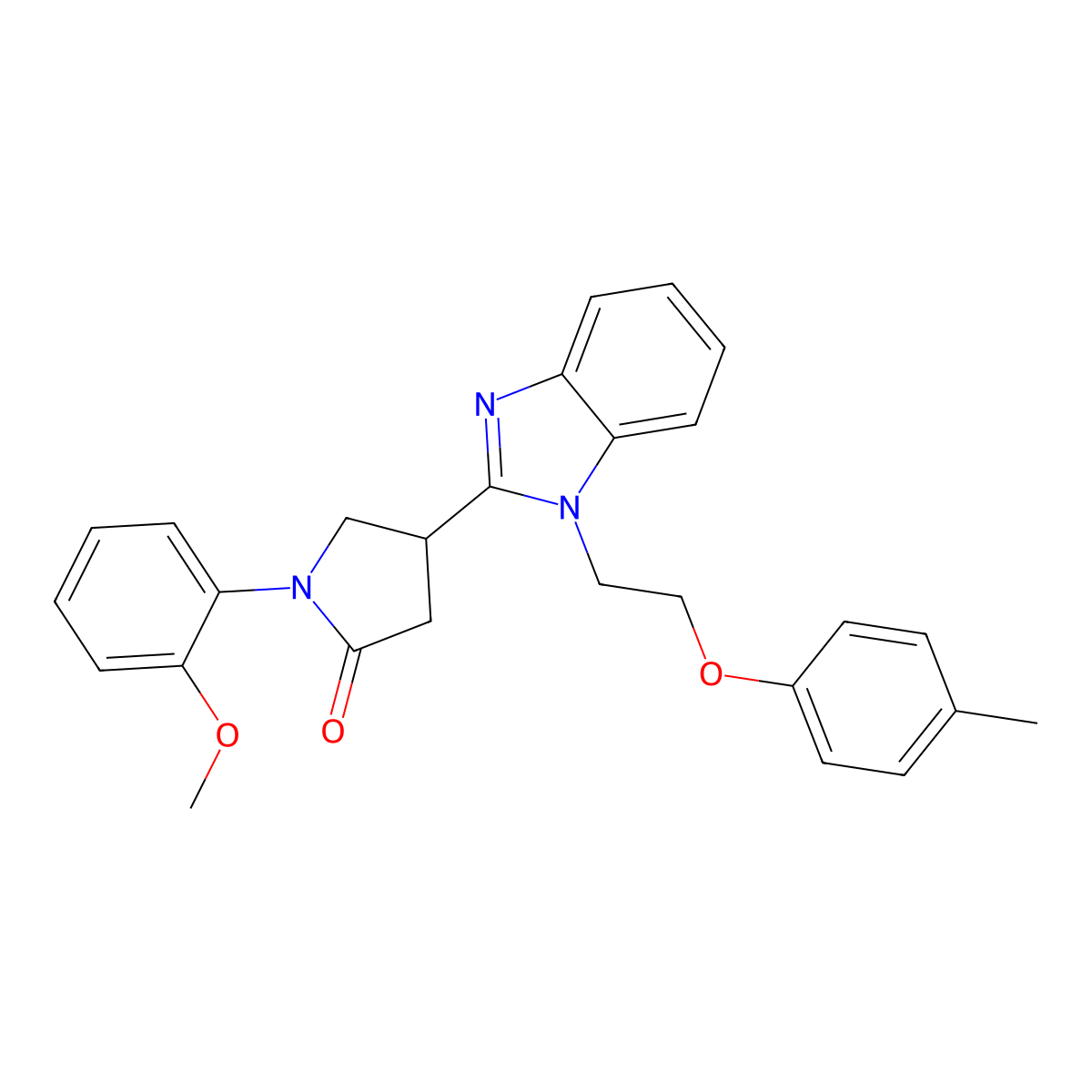 1-(2-methoxyphenyl)-4-(1-(2-(p-tolyloxy)ethyl)-1H-benzo[d]imidazol-2-yl)pyrrolidin-2-one molecular structure, CAS 586994-81-2