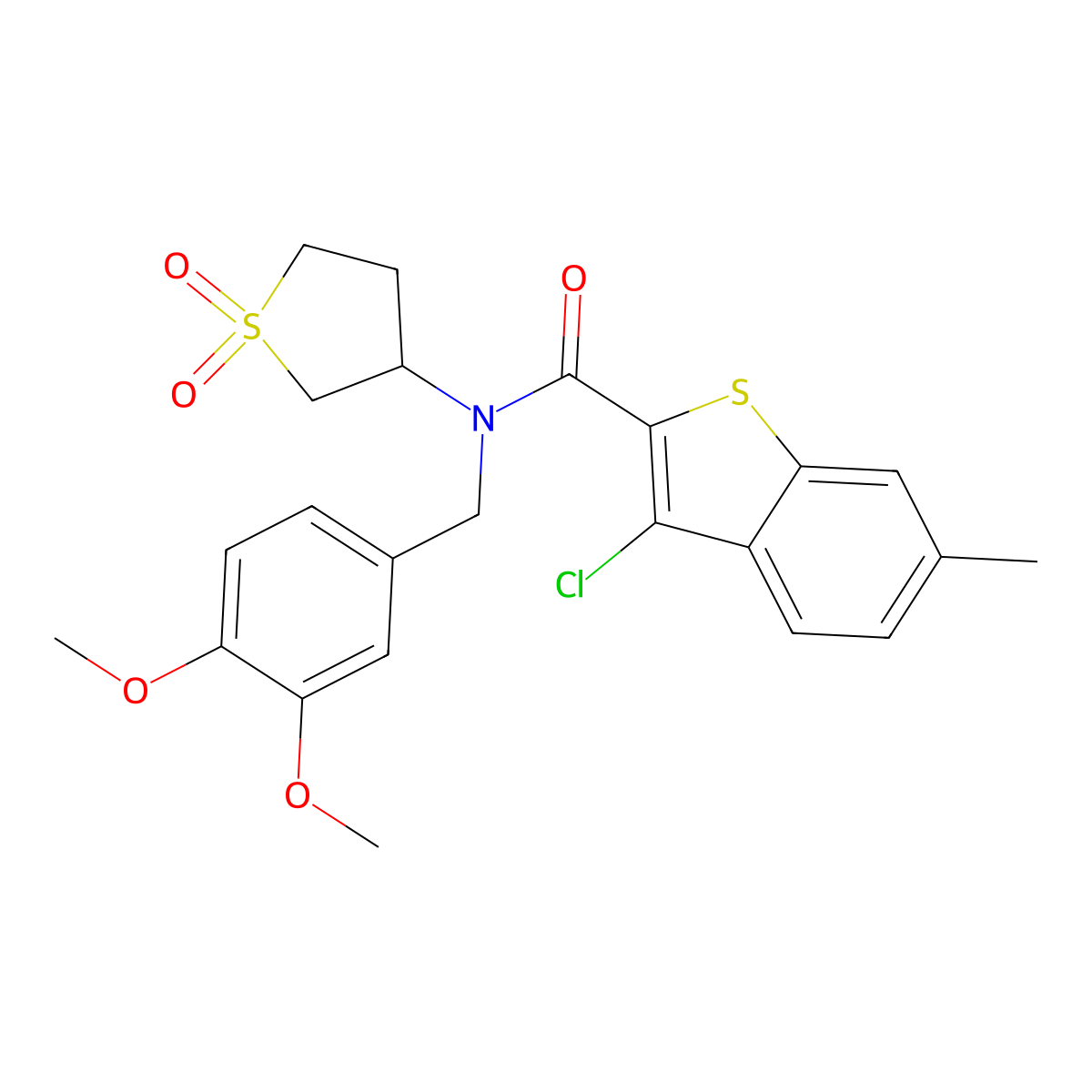 3-chloro-N-(3,4-dimethoxybenzyl)-N-(1,1-dioxidotetrahydrothiophen-3-yl)-6-methyl-1-benzothiophene-2-carboxamide molecular structure, CAS 586994-82-3