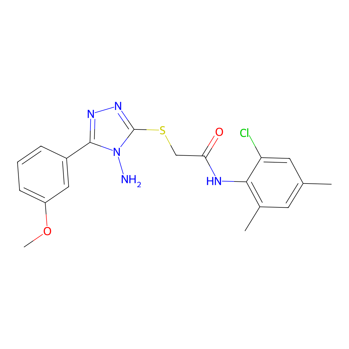 2-{[4-amino-5-(3-methoxyphenyl)-4H-1,2,4-triazol-3-yl]sulfanyl}-N-(2-chloro-4,6-dimethylphenyl)acetamide molecular structure, CAS 586994-93-6