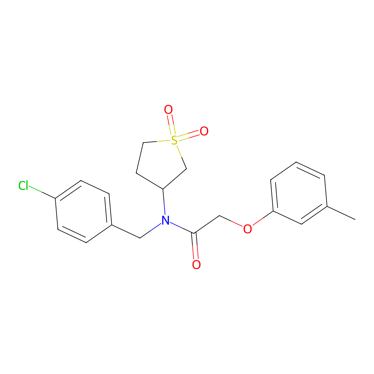 N-(4-chlorobenzyl)-N-(1,1-dioxidotetrahydrothiophen-3-yl)-2-(3-methylphenoxy)acetamide molecular structure, CAS 586995-19-9