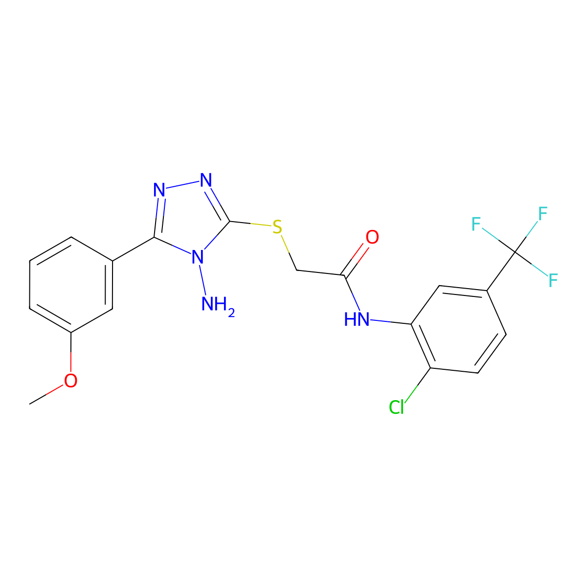 2-{[4-amino-5-(3-methoxyphenyl)-4H-1,2,4-triazol-3-yl]sulfanyl}-N-[2-chloro-5-(trifluoromethyl)phenyl]acetamide molecular structure, CAS 586995-41-7