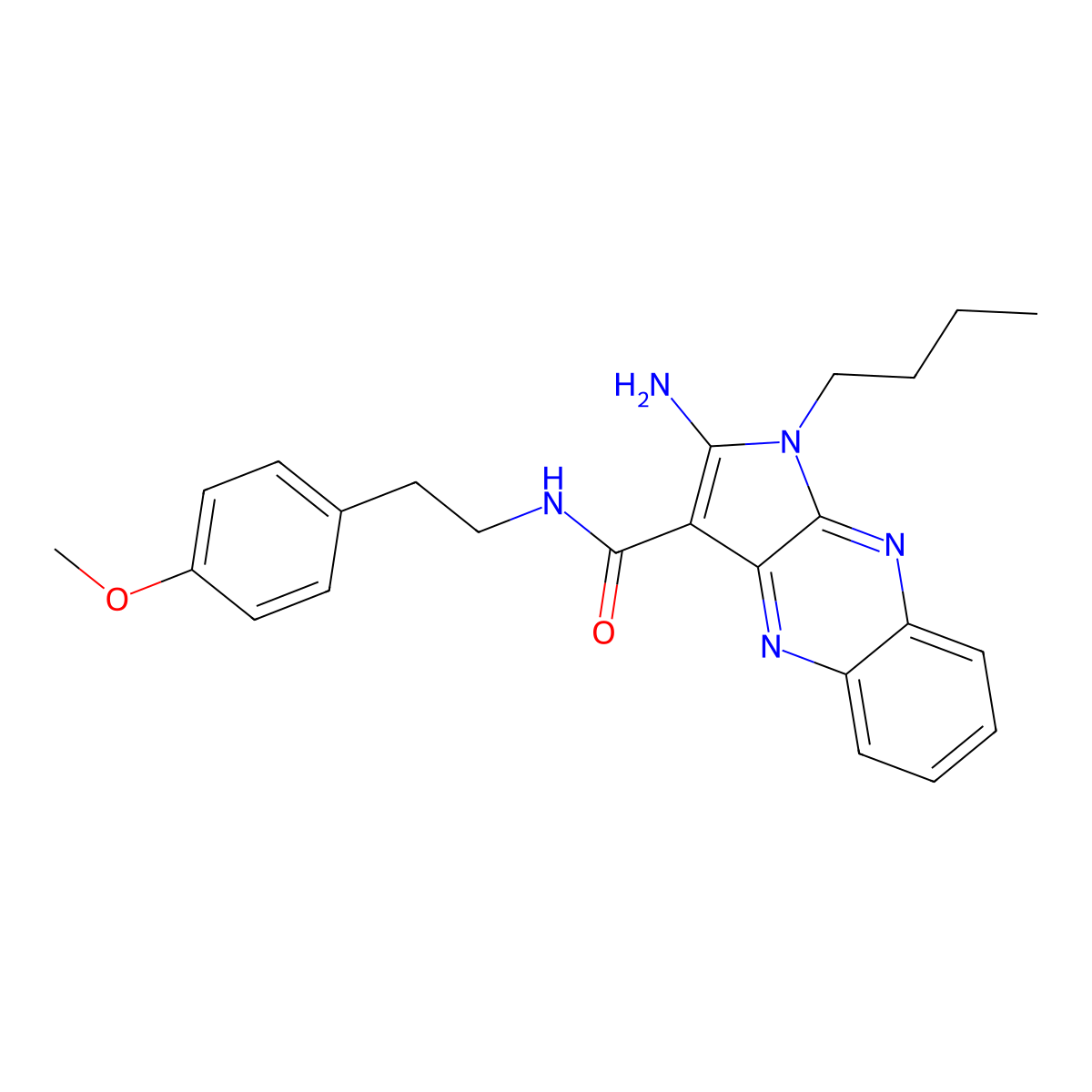 2-amino-1-butyl-N-[2-(4-methoxyphenyl)ethyl]-1H-pyrrolo[2,3-b]quinoxaline-3-carboxamide molecular structure, CAS 586995-45-1