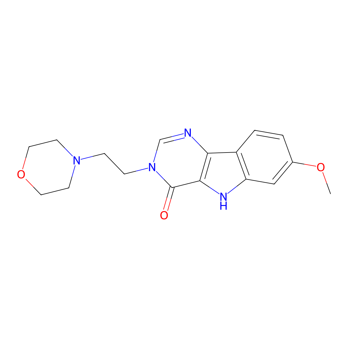 7-methoxy-3-(2-morpholin-4-ylethyl)-5H-pyrimido[5,4-b]indol-4-one molecular structure, CAS 586995-46-2