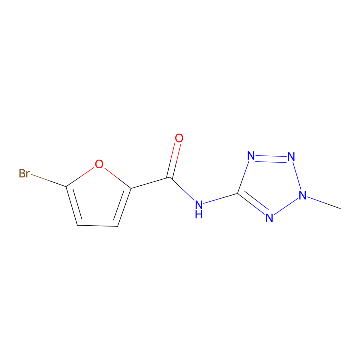 5-bromo-N-(2-methyl-2H-tetrazol-5-yl)furan-2-carboxamide molecular structure, CAS 586995-58-6