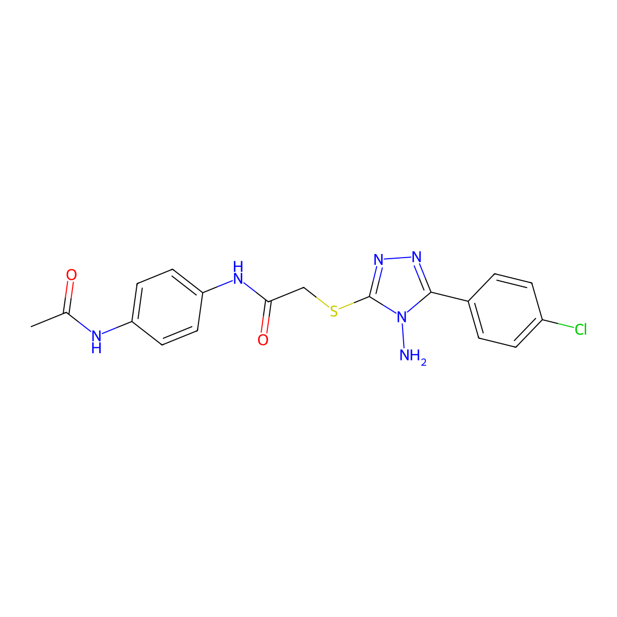 N-(4-(Acetylamino)PH)2-((4-amino-5-(4-CL-PH)4H-1,2,4-triazol-3-YL)thio)acetamide molecular structure, CAS 586995-66-6