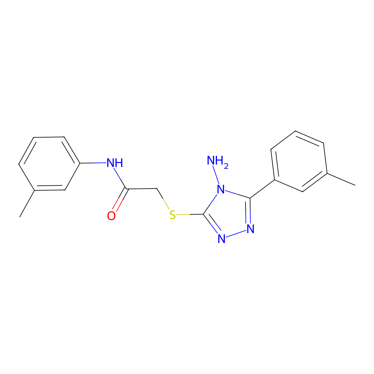 2-((4-amino-5-(m-tolyl)-4H-1,2,4-triazol-3-yl)thio)-N-(m-tolyl)acetamide molecular structure, CAS 586995-70-2