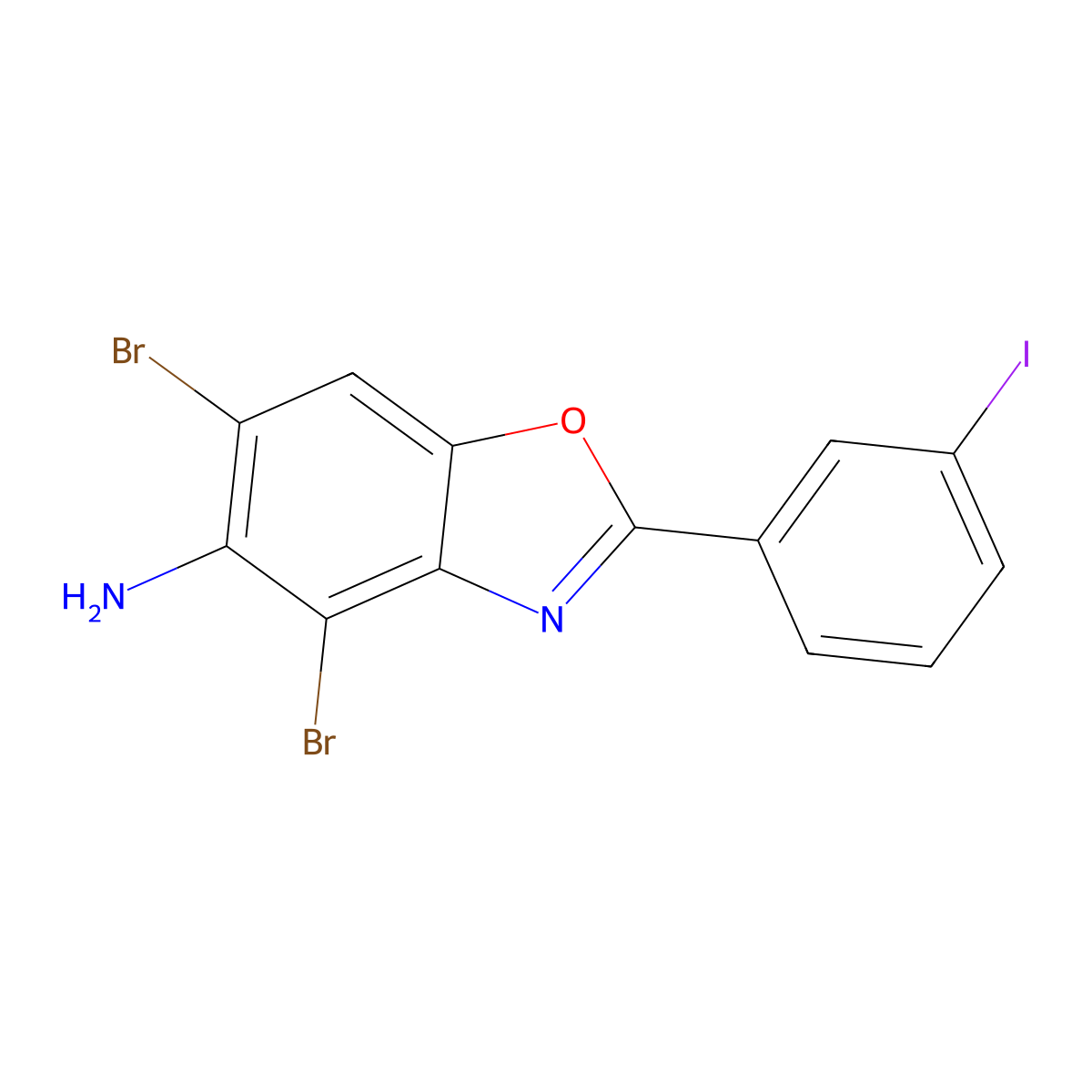 4,6-Dibromo-2-(3-iodophenyl)-1,3-benzoxazol-5-amine molecular structure, CAS 586996-09-0