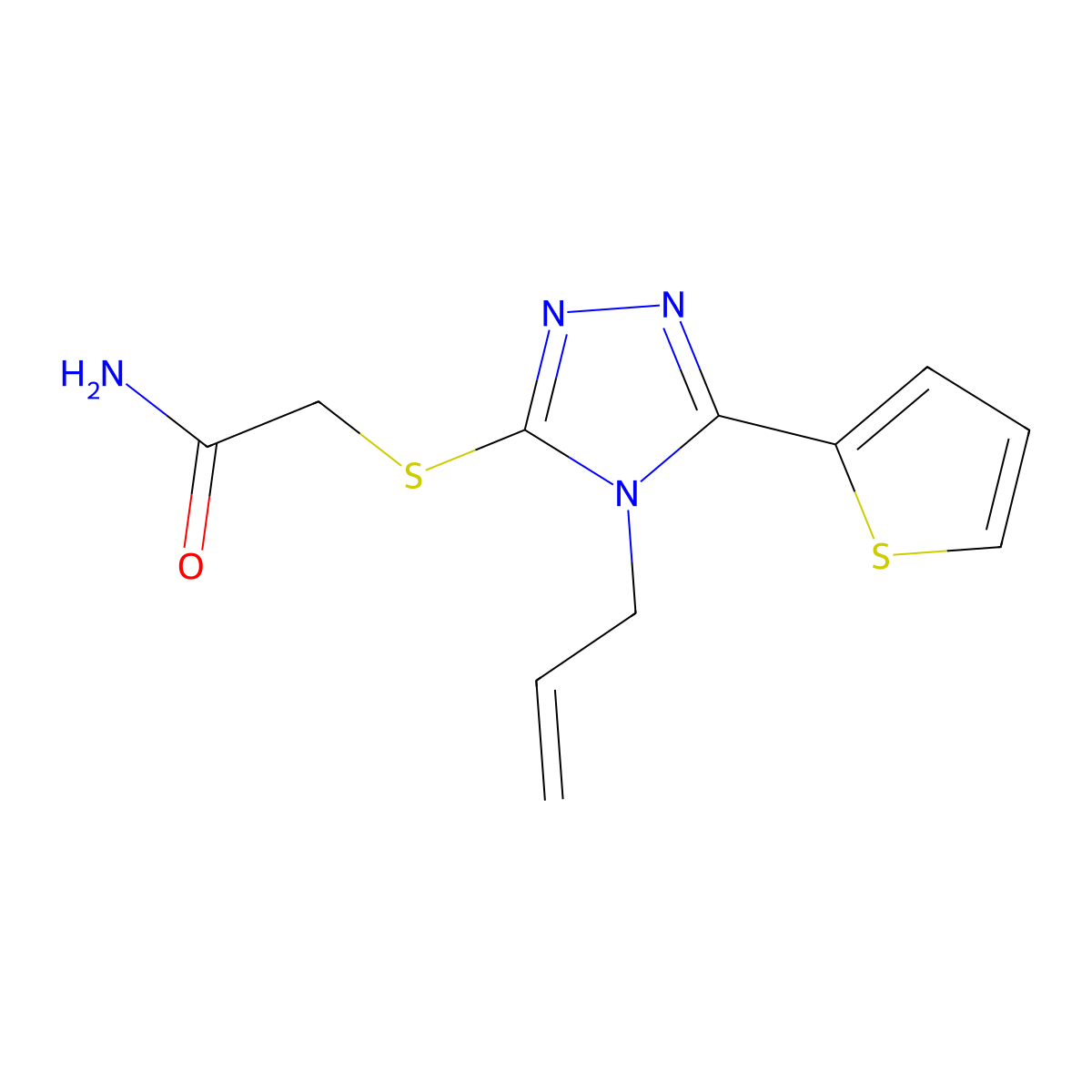 2-{[4-(prop-2-en-1-yl)-5-(thiophen-2-yl)-4H-1,2,4-triazol-3-yl]sulfanyl}acetamide molecular structure, CAS 586996-13-6
