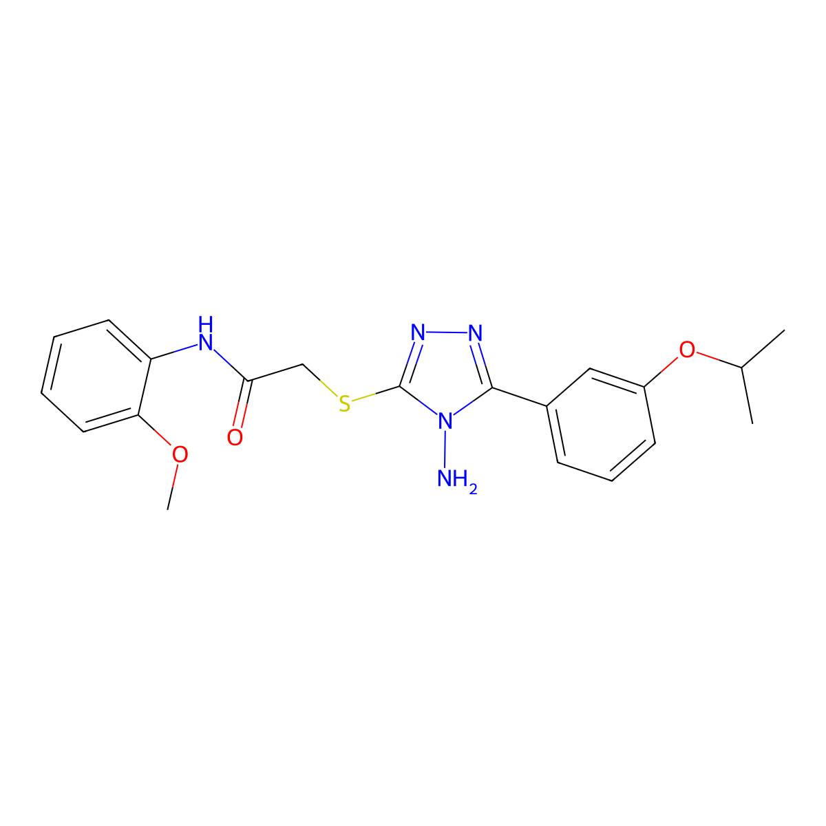 2-{4-amino-5-[3-(methylethoxy)phenyl](1,2,4-triazol-3-ylthio)}-N-(2-methoxyphe nyl)acetamide molecular structure, CAS 586996-23-8