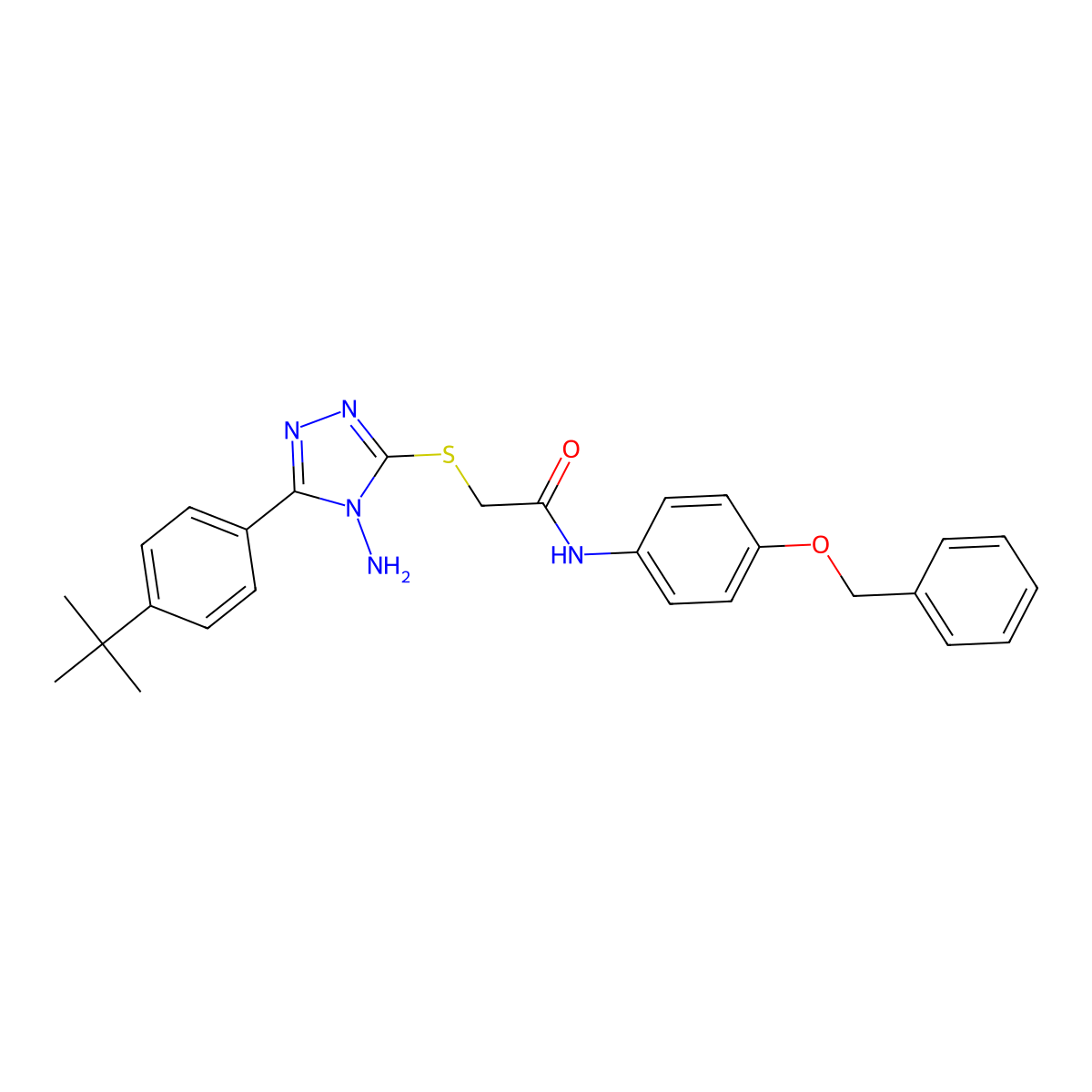 2-{[4-amino-5-(4-tert-butylphenyl)-4H-1,2,4-triazol-3-yl]sulfanyl}-N-[4-(benzyloxy)phenyl]acetamide molecular structure, CAS 586996-34-1