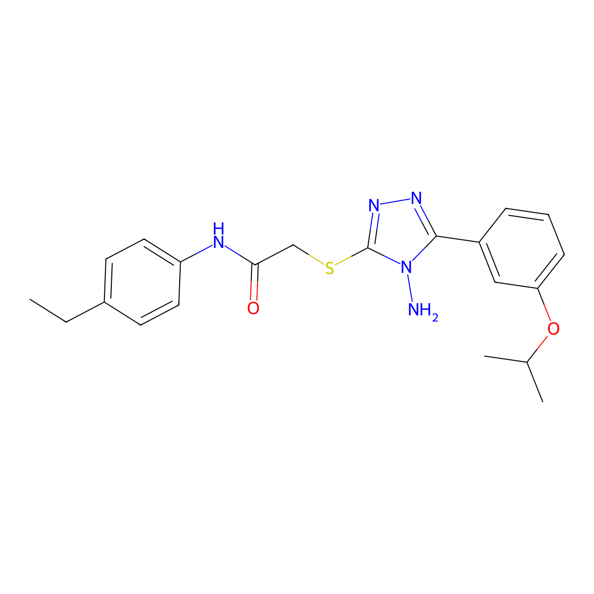 2-({4-amino-5-[3-(propan-2-yloxy)phenyl]-4H-1,2,4-triazol-3-yl}sulfanyl)-N-(4-ethylphenyl)acetamide molecular structure, CAS 586996-46-5
