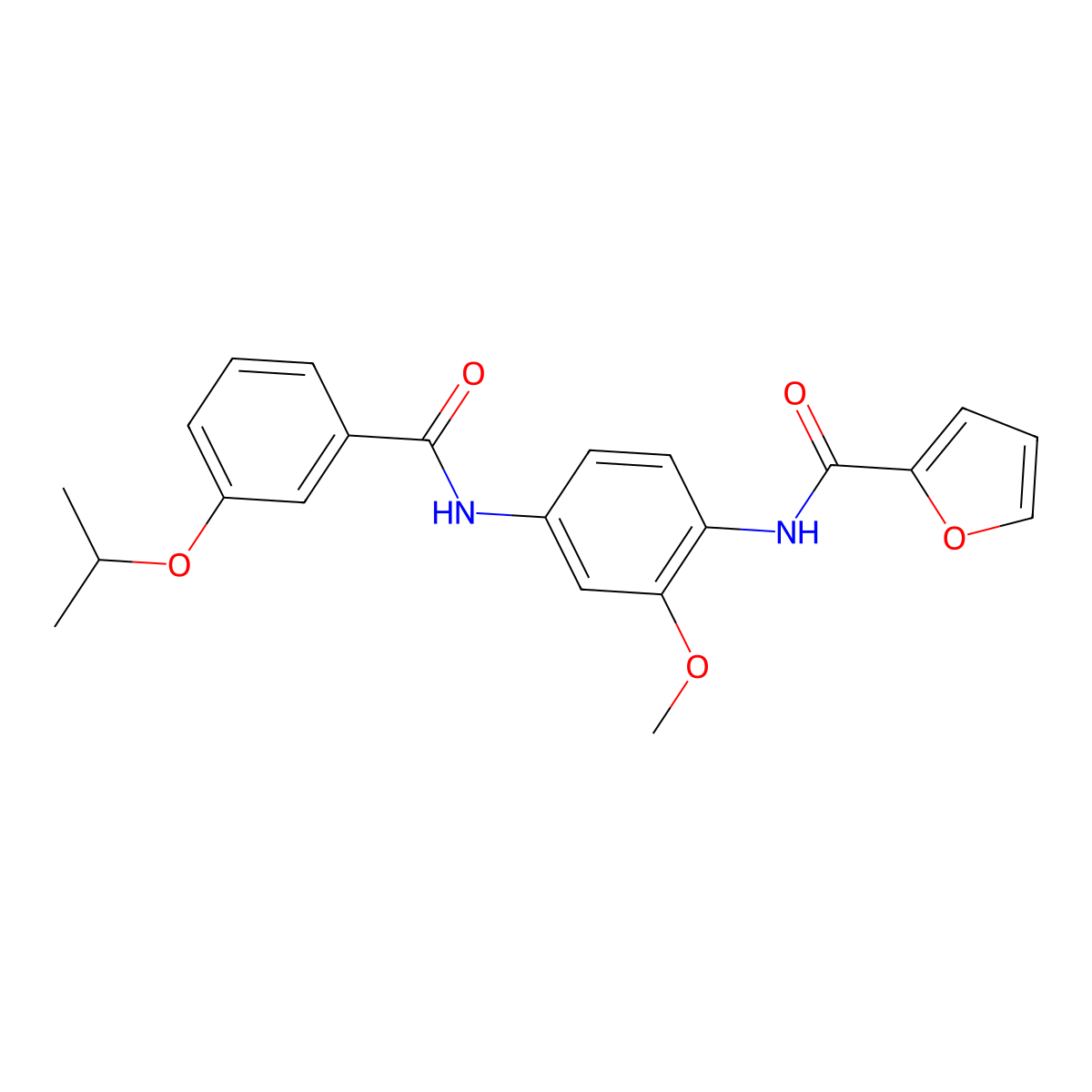 N-{4-[(3-isopropoxybenzoyl)amino]-2-methoxyphenyl}-2-furamide molecular structure, CAS 586996-83-0