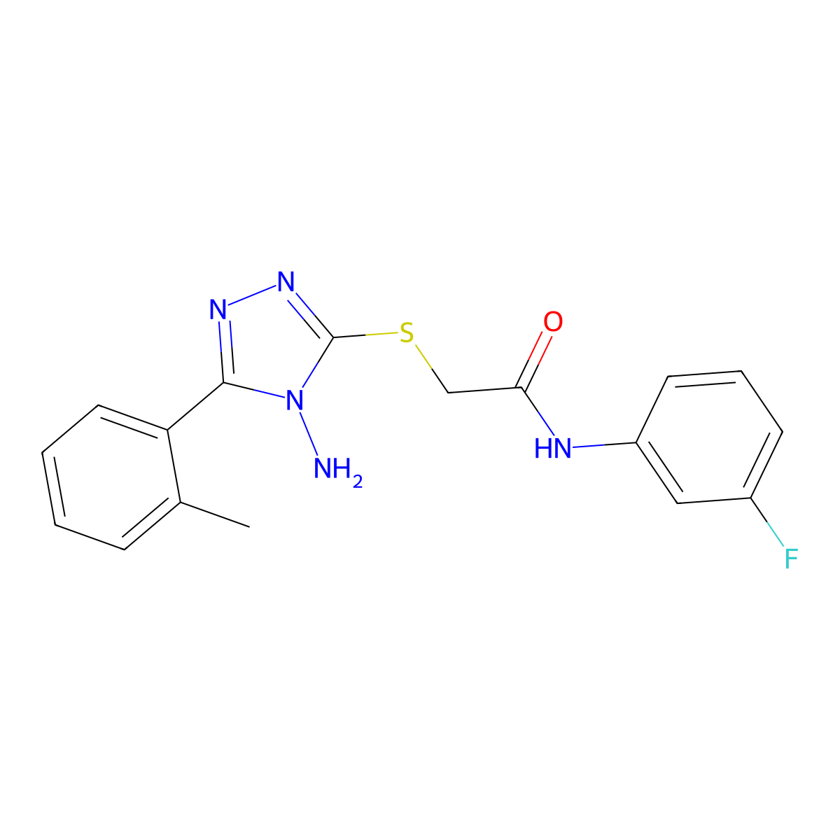 2-{[4-amino-5-(2-methylphenyl)-4H-1,2,4-triazol-3-yl]sulfanyl}-N-(3-fluorophenyl)acetamide molecular structure, CAS 586996-91-0