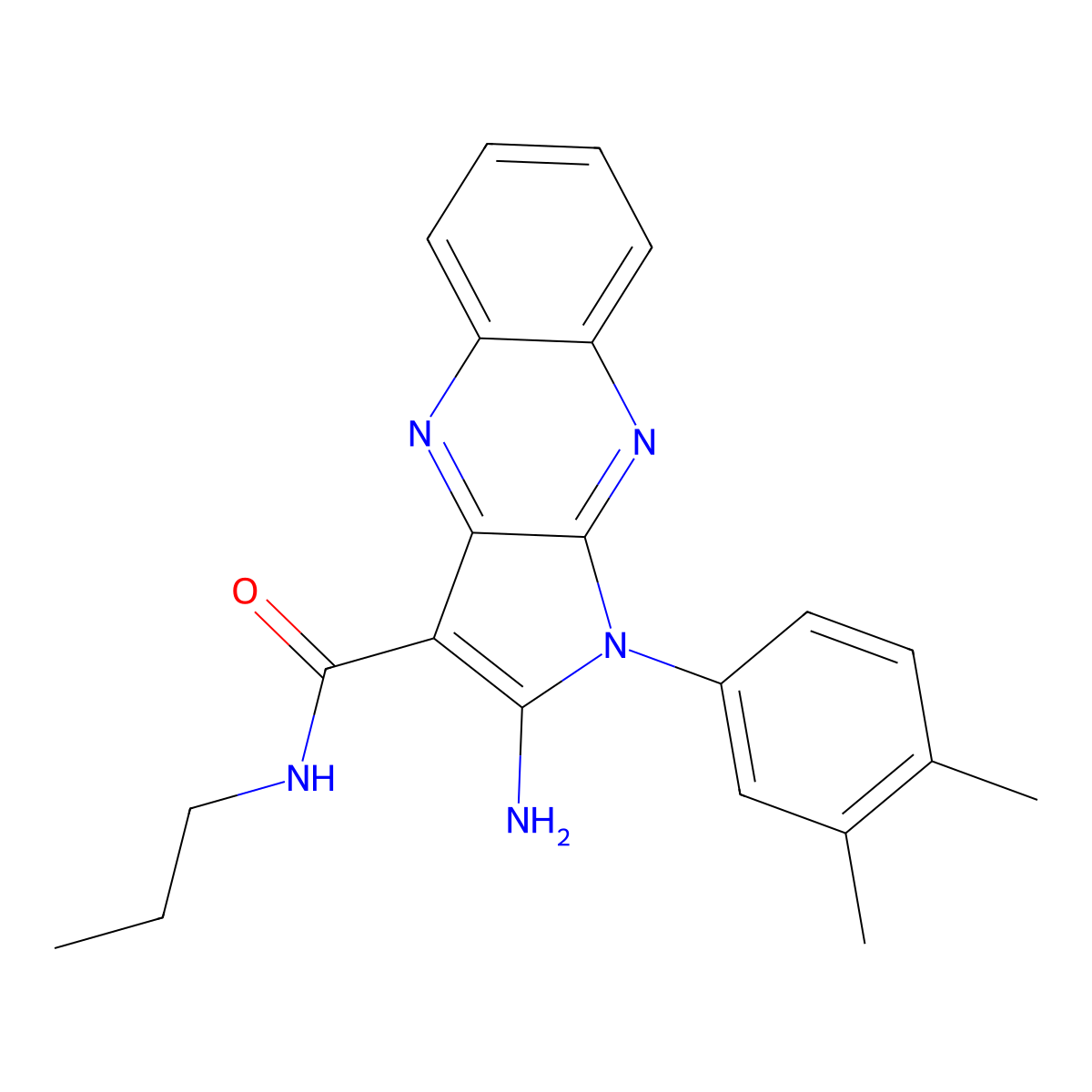 2-amino-1-(3,4-dimethylphenyl)-N-propyl-1H-pyrrolo[2,3-b]quinoxaline-3-carboxamide molecular structure, CAS 586997-07-1