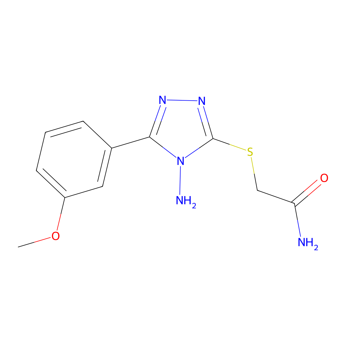 2-{[4-amino-5-(3-methoxyphenyl)-4H-1,2,4-triazol-3-yl]sulfanyl}acetamide molecular structure, CAS 586997-24-2