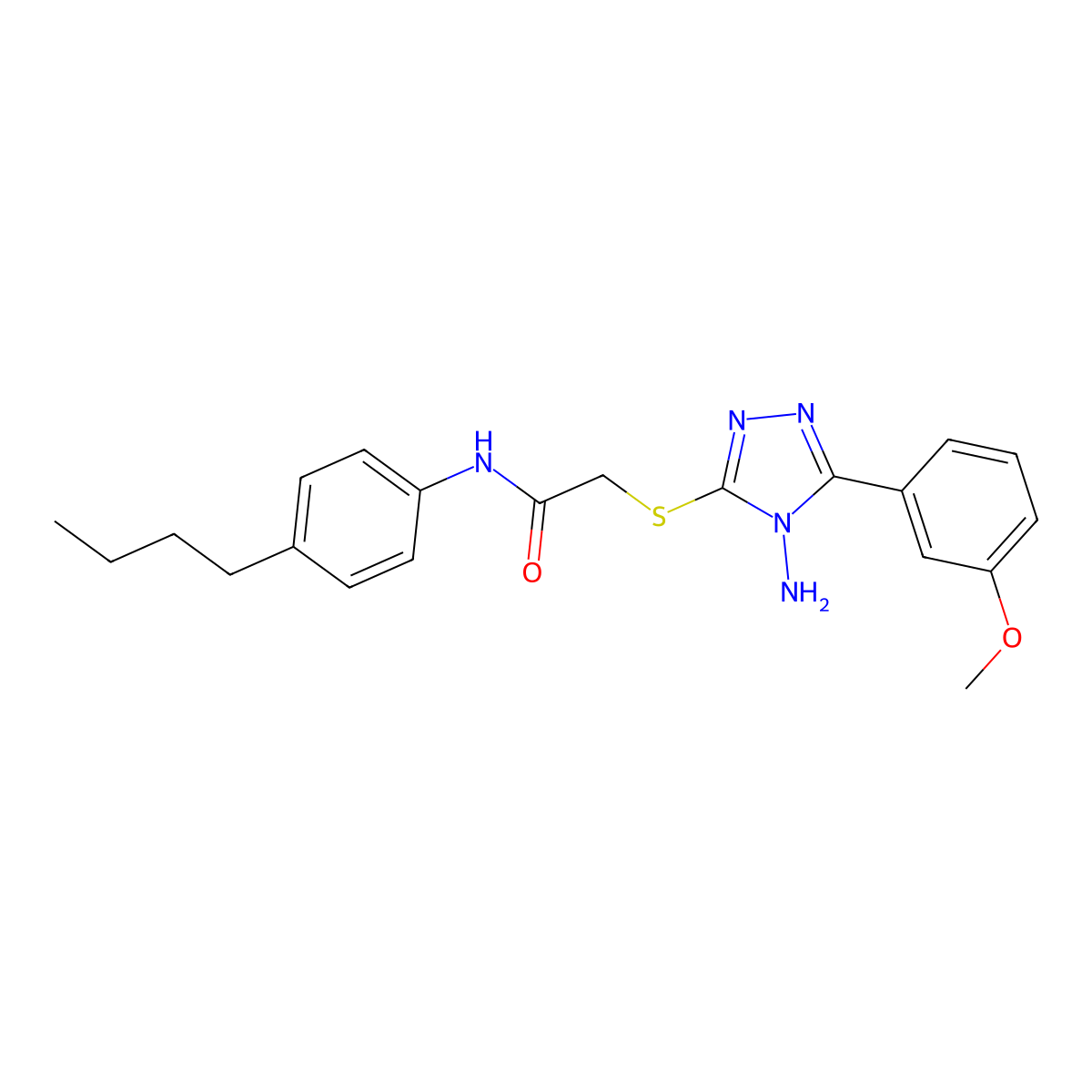 2-{[4-amino-5-(3-methoxyphenyl)-4H-1,2,4-triazol-3-yl]sulfanyl}-N-(4-butylphenyl)acetamide molecular structure, CAS 586997-41-3