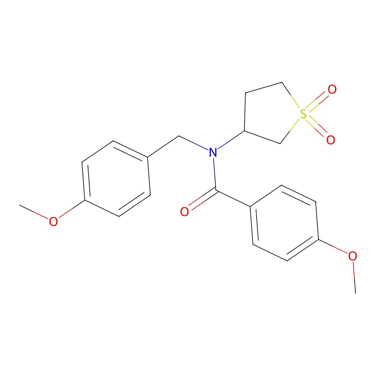 N-(1,1-dioxidotetrahydrothiophen-3-yl)-4-methoxy-N-(4-methoxybenzyl)benzamide molecular structure, CAS 586997-60-6