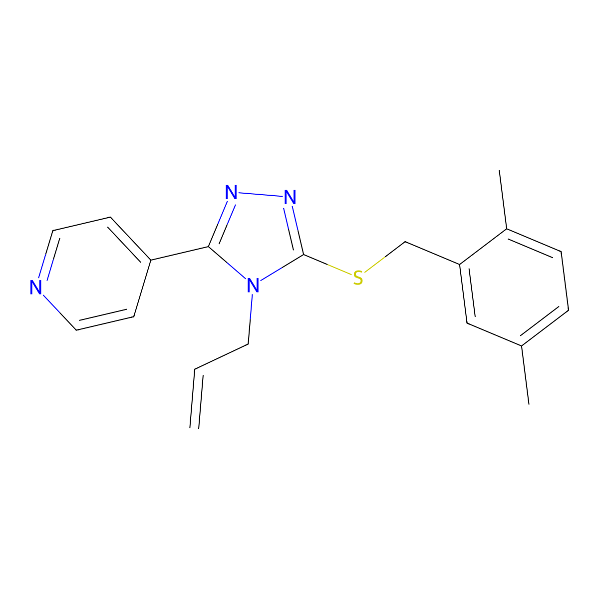 3-[(2,5-Dimethylphenyl)methylthio]-4-prop-2-enyl-5-(4-pyridyl)-1,2,4-triazole molecular structure, CAS 586997-96-8