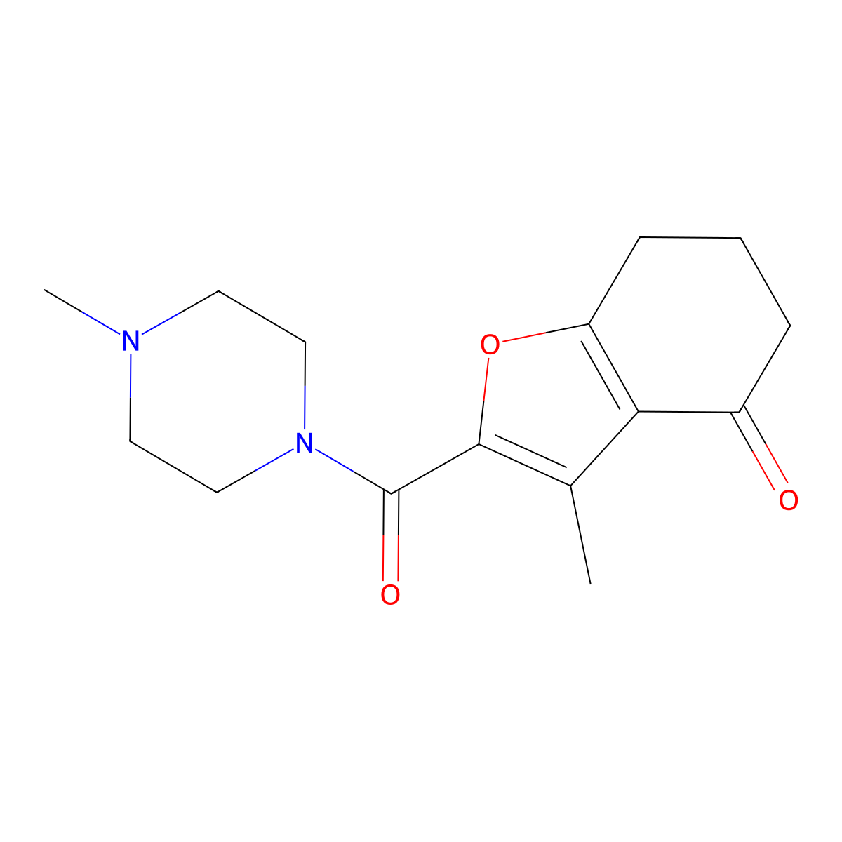 3-methyl-2-[(4-methylpiperazin-1-yl)carbonyl]-6,7-dihydro-1-benzofuran-4(5H)-one molecular structure, CAS 586998-04-1