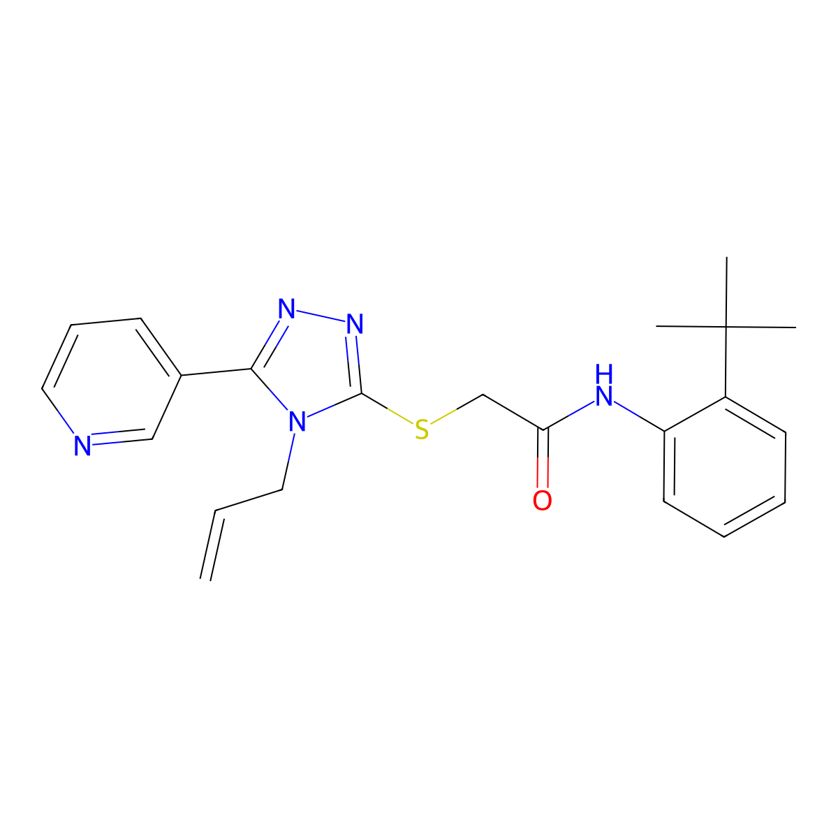 N-(2-tert-butylphenyl)-2-{[4-(prop-2-en-1-yl)-5-(pyridin-3-yl)-4H-1,2,4-triazol-3-yl]sulfanyl}acetamide molecular structure, CAS 586998-08-5