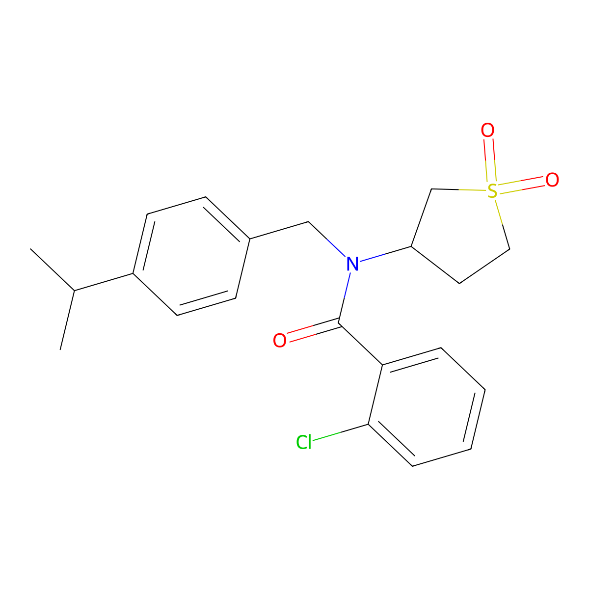 2-chloro-N-(1,1-dioxidotetrahydrothiophen-3-yl)-N-[4-(propan-2-yl)benzyl]benzamide molecular structure, CAS 586998-11-0