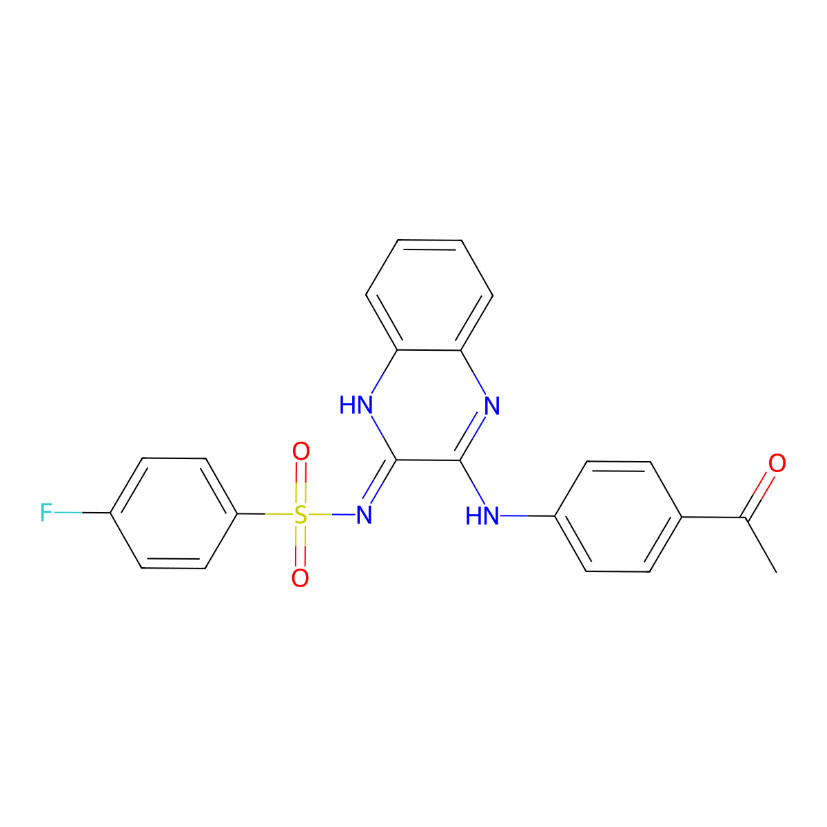 N-(3-((4-acetylphenyl)amino)quinoxalin-2-yl)-4-fluorobenzenesulfonamide molecular structure, CAS 586998-14-3