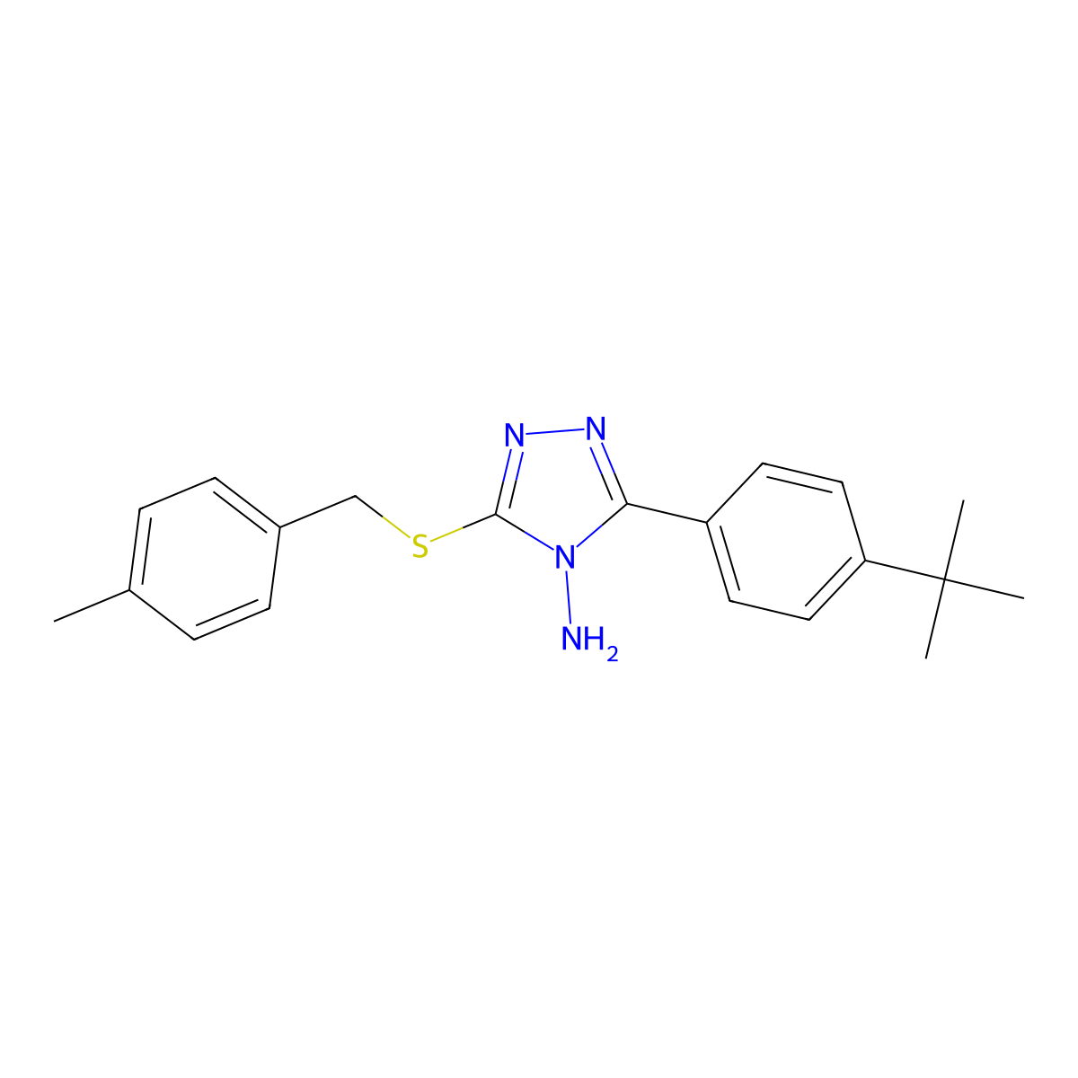 3-(4-tert-butylphenyl)-5-[(4-methylbenzyl)sulfanyl]-4H-1,2,4-triazol-4-amine molecular structure, CAS 586998-69-8