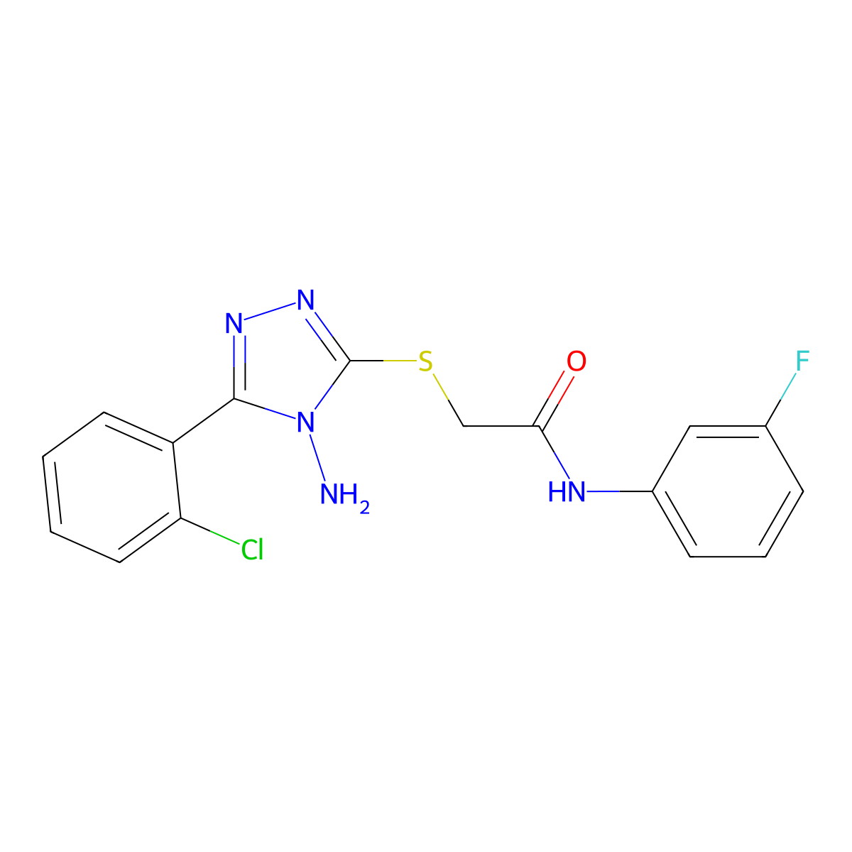 2-((4-amino-5-(2-chlorophenyl)-4H-1,2,4-triazol-3-yl)thio)-N-(3-fluorophenyl)acetamide molecular structure, CAS 586998-72-3