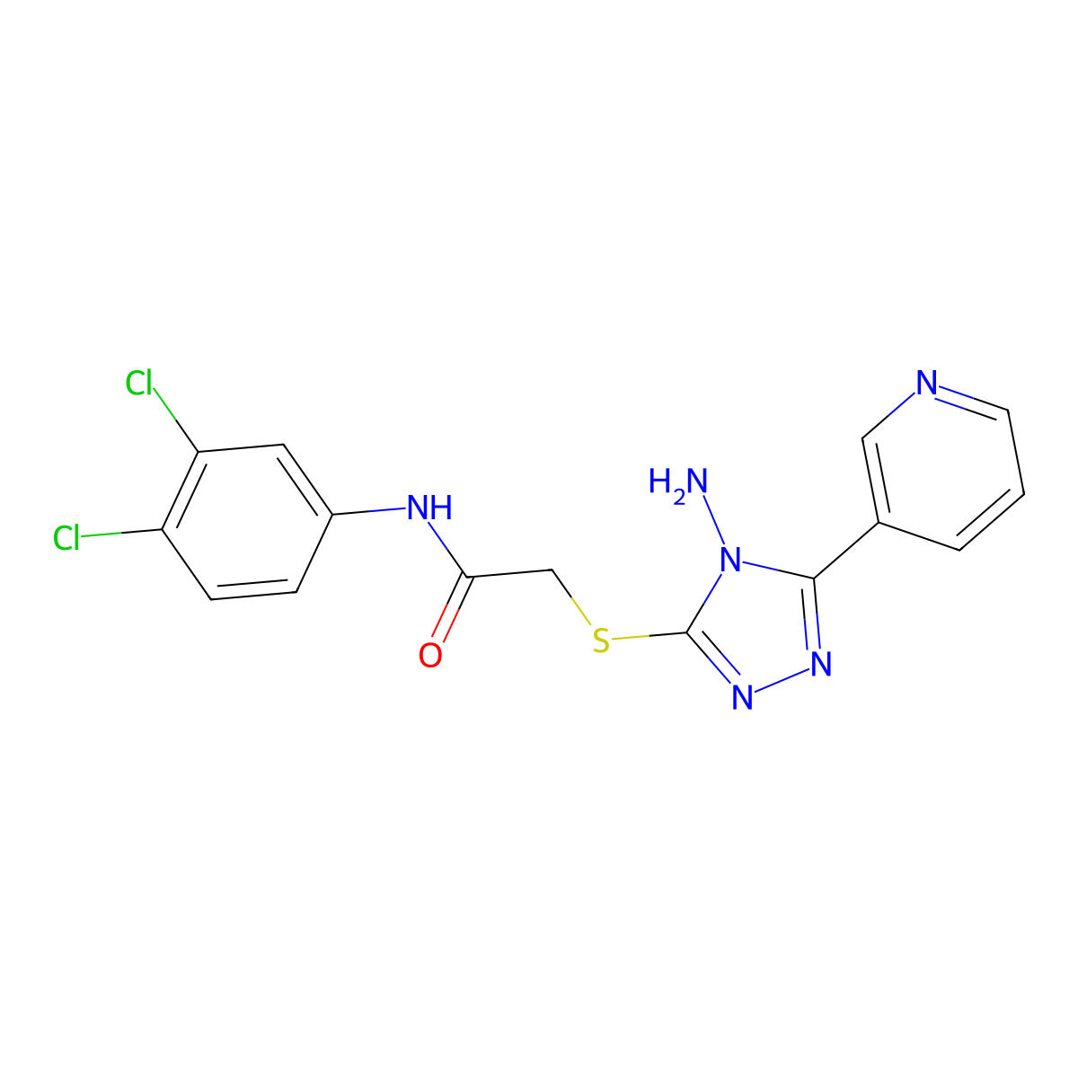 2-((4-amino-5-(pyridin-3-yl)-4H-1,2,4-triazol-3-yl)thio)-N-(3,4-dichlorophenyl)acetamide molecular structure, CAS 586998-90-5