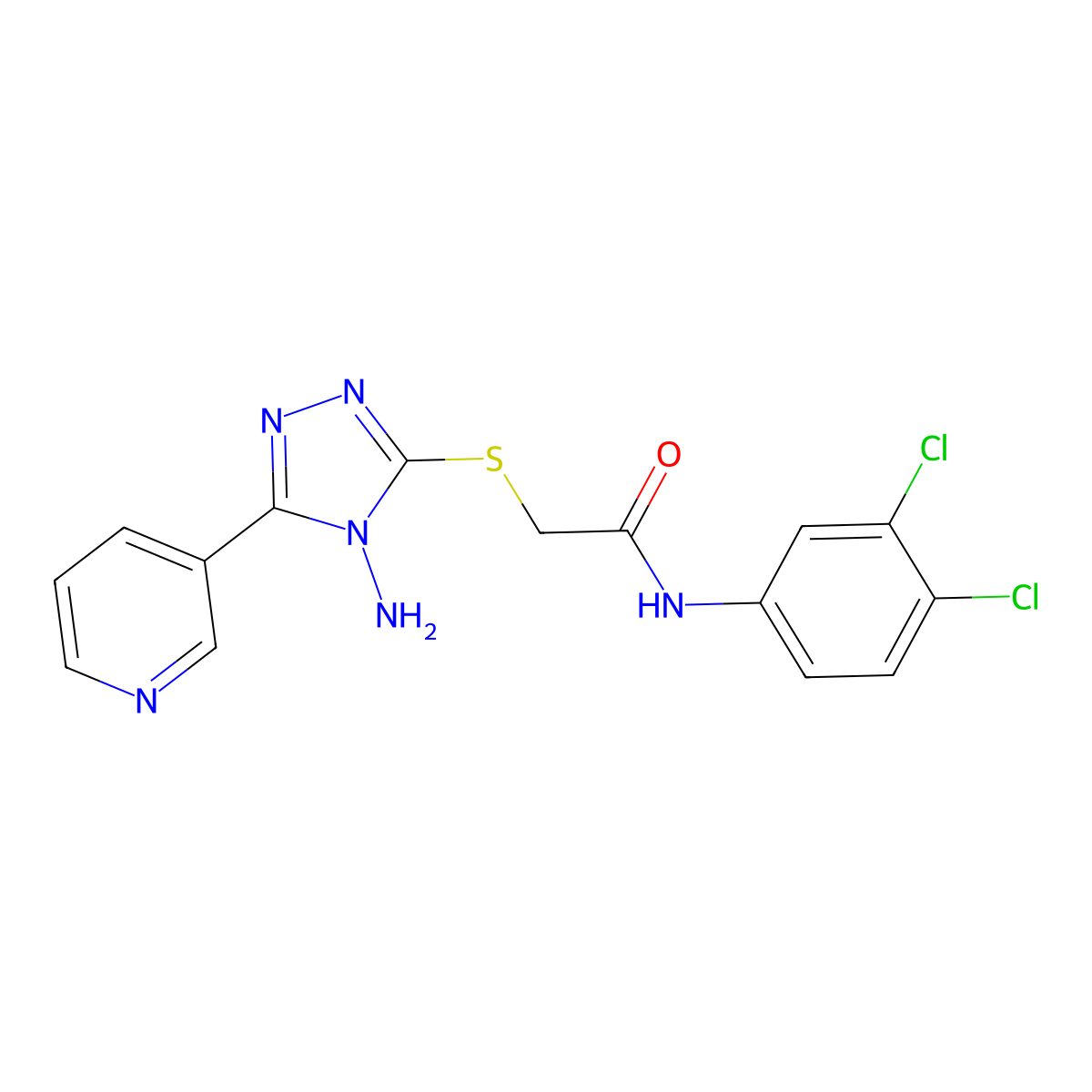 2-((4-amino-5-(pyridin-3-yl)-4H-1,2,4-triazol-3-yl)thio)-N-(3,4-dichlorophenyl)acetamide molecular structure, CAS 586998-90-5