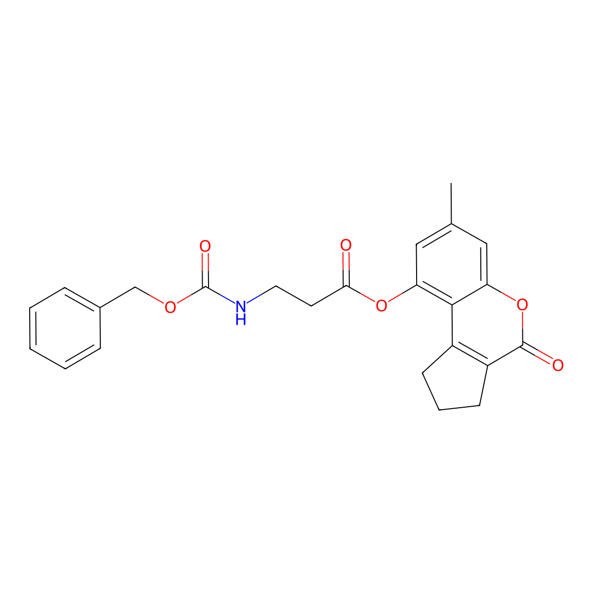 7-methyl-4-oxo-1,2,3,4-tetrahydrocyclopenta[c]chromen-9-yl N-[(benzyloxy)carbonyl]-beta-alaninate molecular structure, CAS 586999-16-8