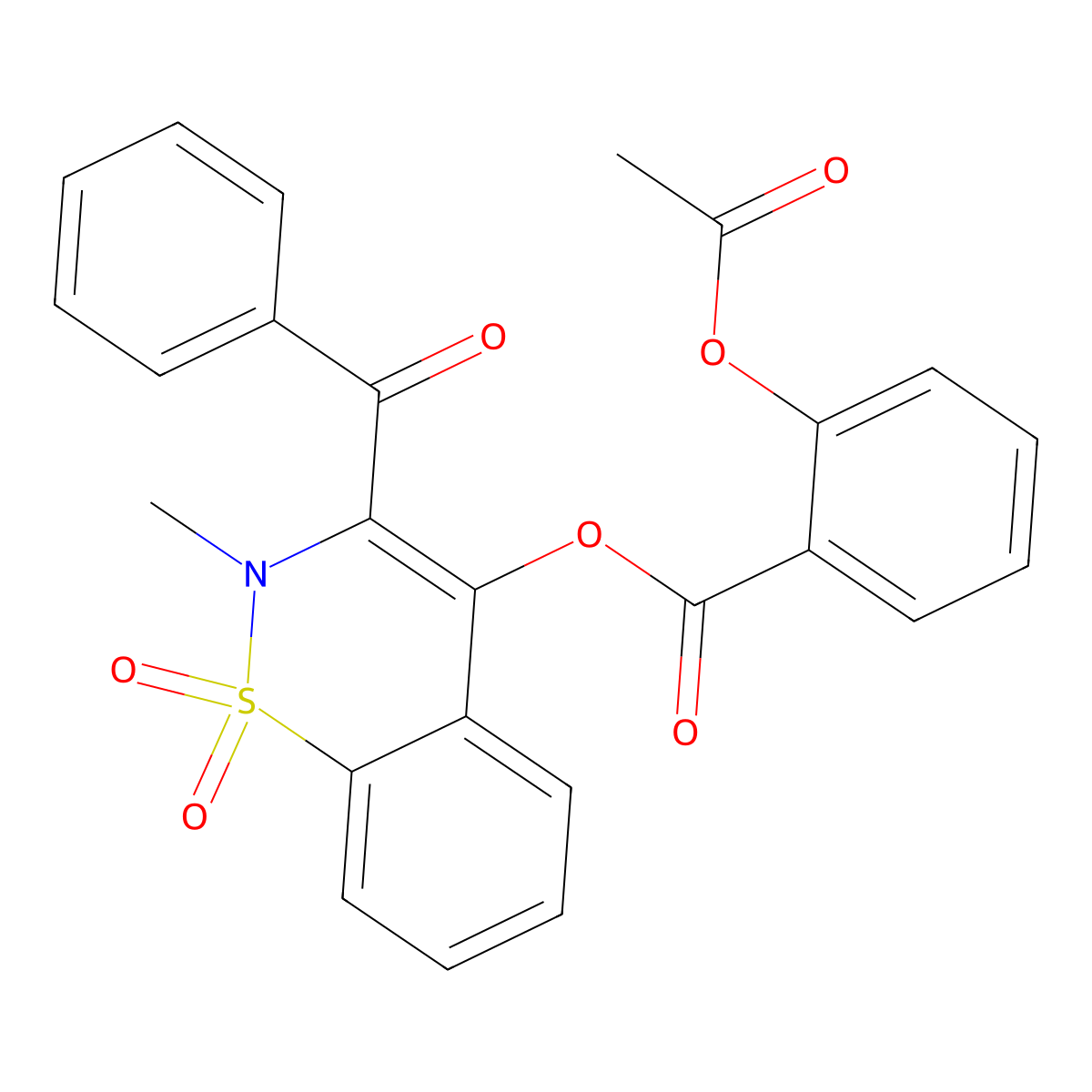 2-methyl-1,1-dioxido-3-(phenylcarbonyl)-2H-1,2-benzothiazin-4-yl 2-(acetyloxy)benzoate molecular structure, CAS 586999-35-1