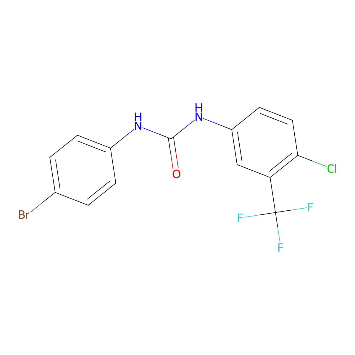 1-(4-bromophenyl)-3-(4-Chloro-3-(trifluoromethyl)phenyl)urea molecular structure, CAS 587-40-6